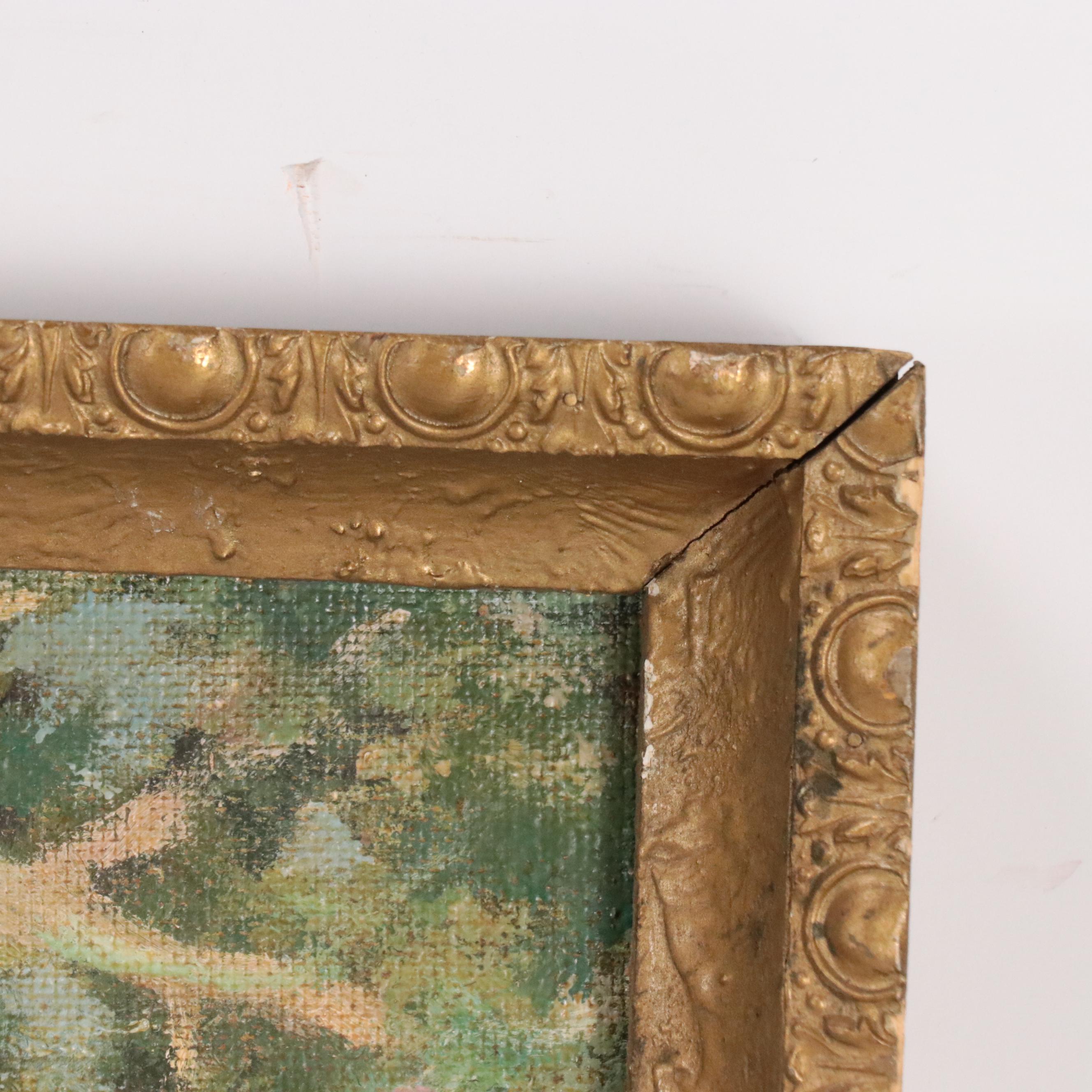 Claude Dougherty Oil Painting of Cattle Watering, Early to Mid 20th Century