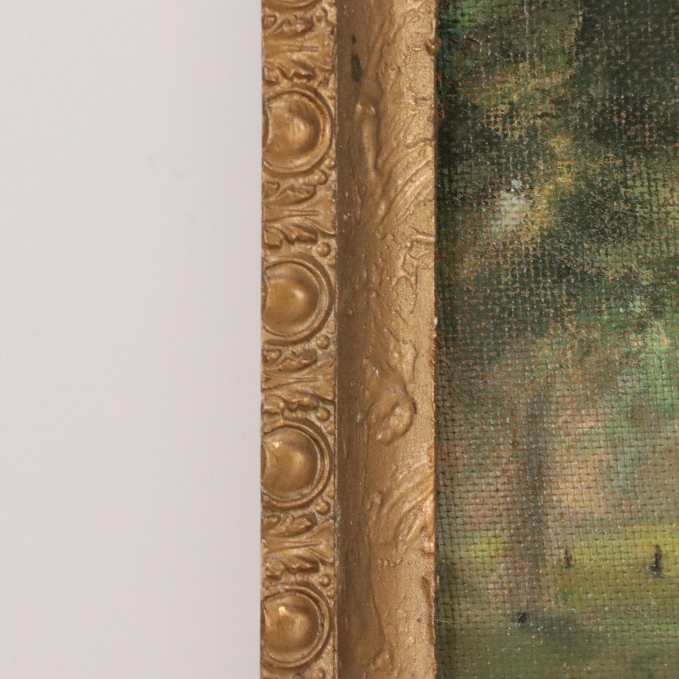 Claude Dougherty Oil Painting of Cattle Watering, Early to Mid 20th Century