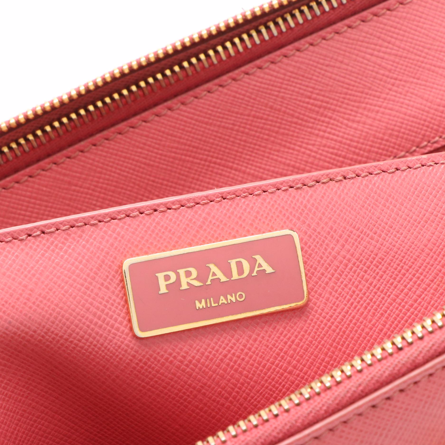 Prada Galleria Pink Saffiano Leather Double Zip Tote