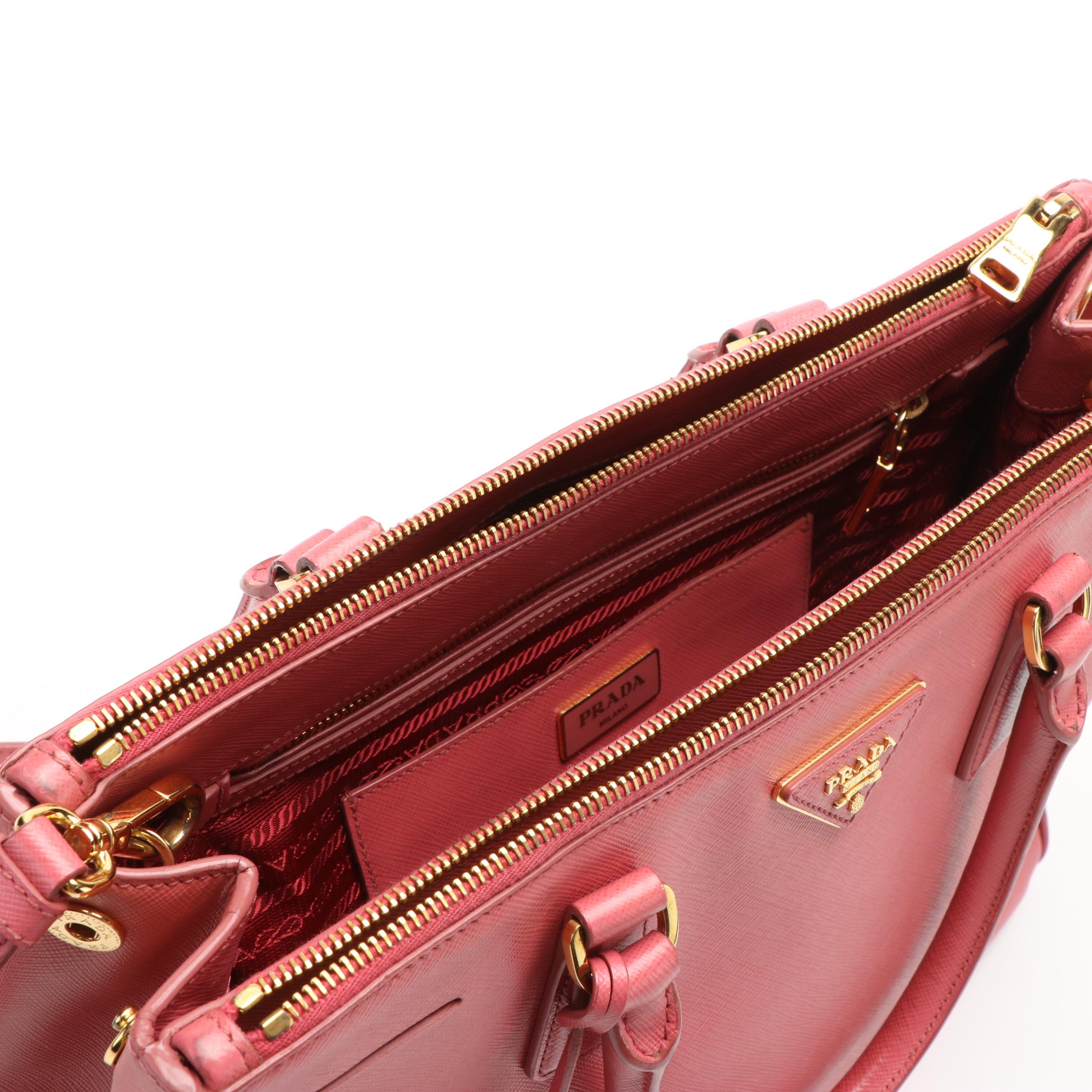 Prada Galleria Pink Saffiano Leather Double Zip Tote