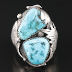 Southwestern Style Sterling Turquoise Appliqué Ring