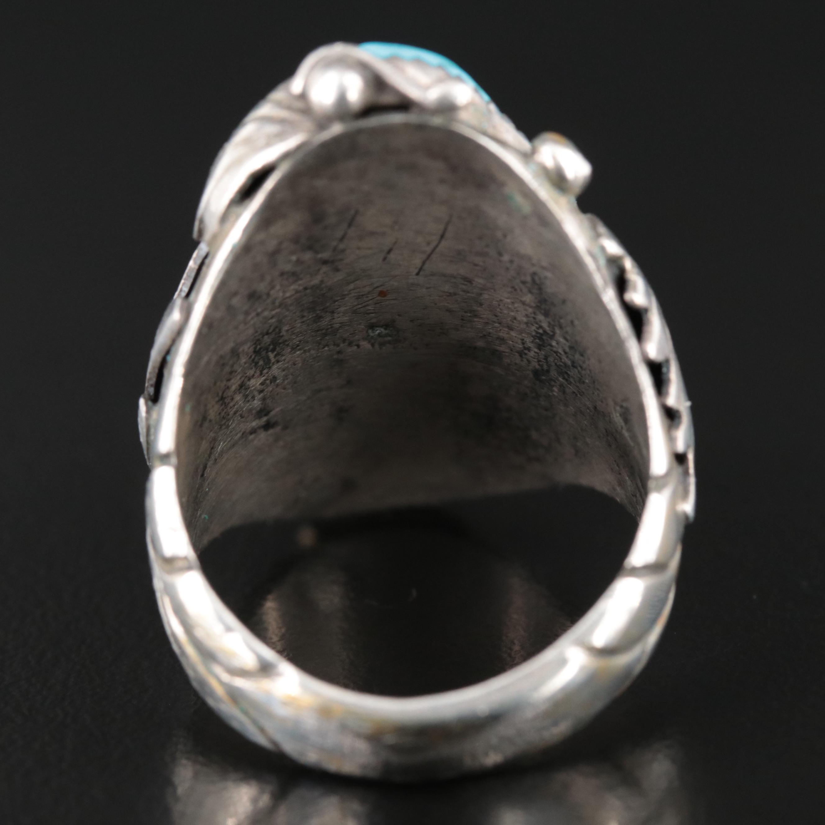 Southwestern Style Sterling Turquoise Appliqué Ring