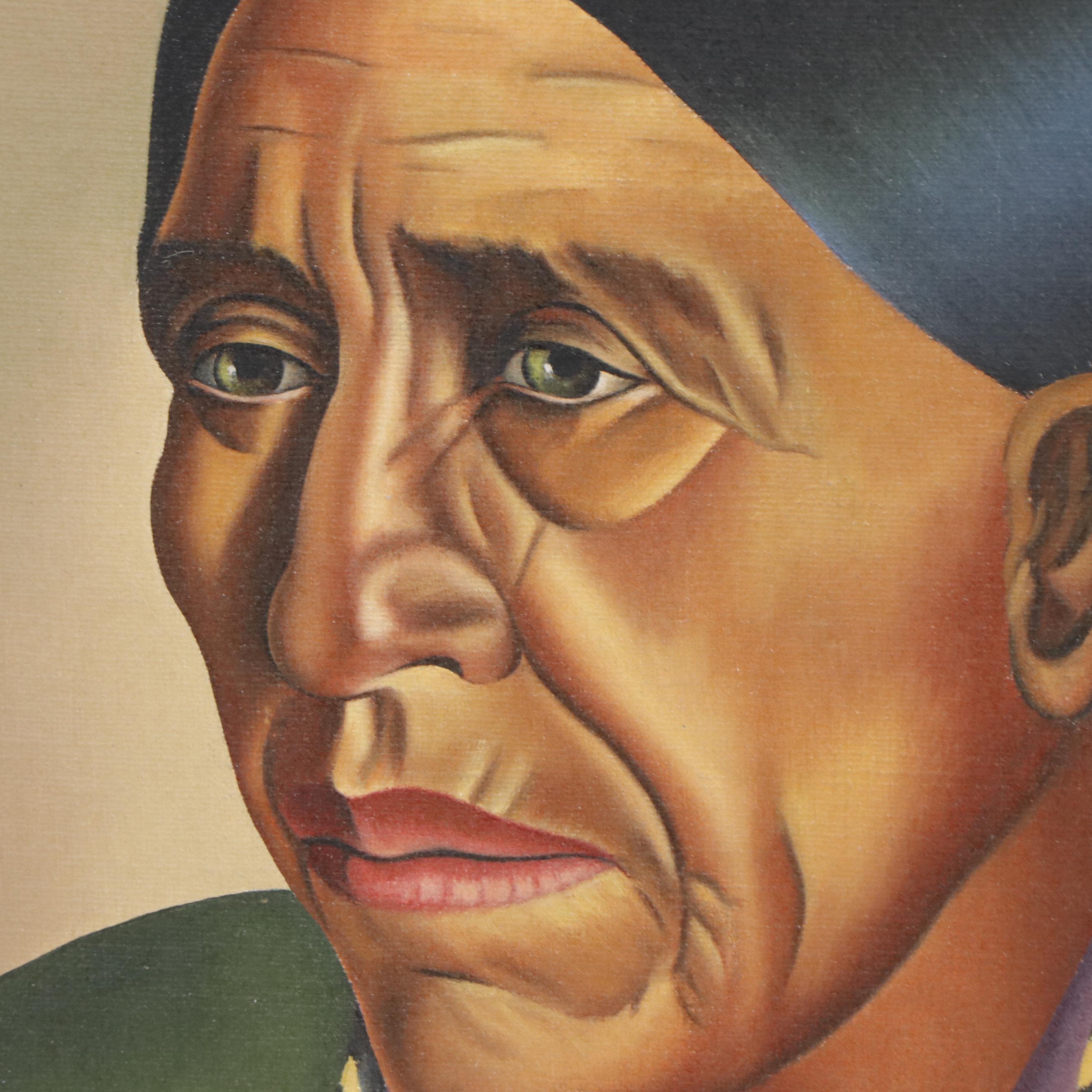 Herb Pfeffer Native American Portrait Oil Painting "Black Horse"