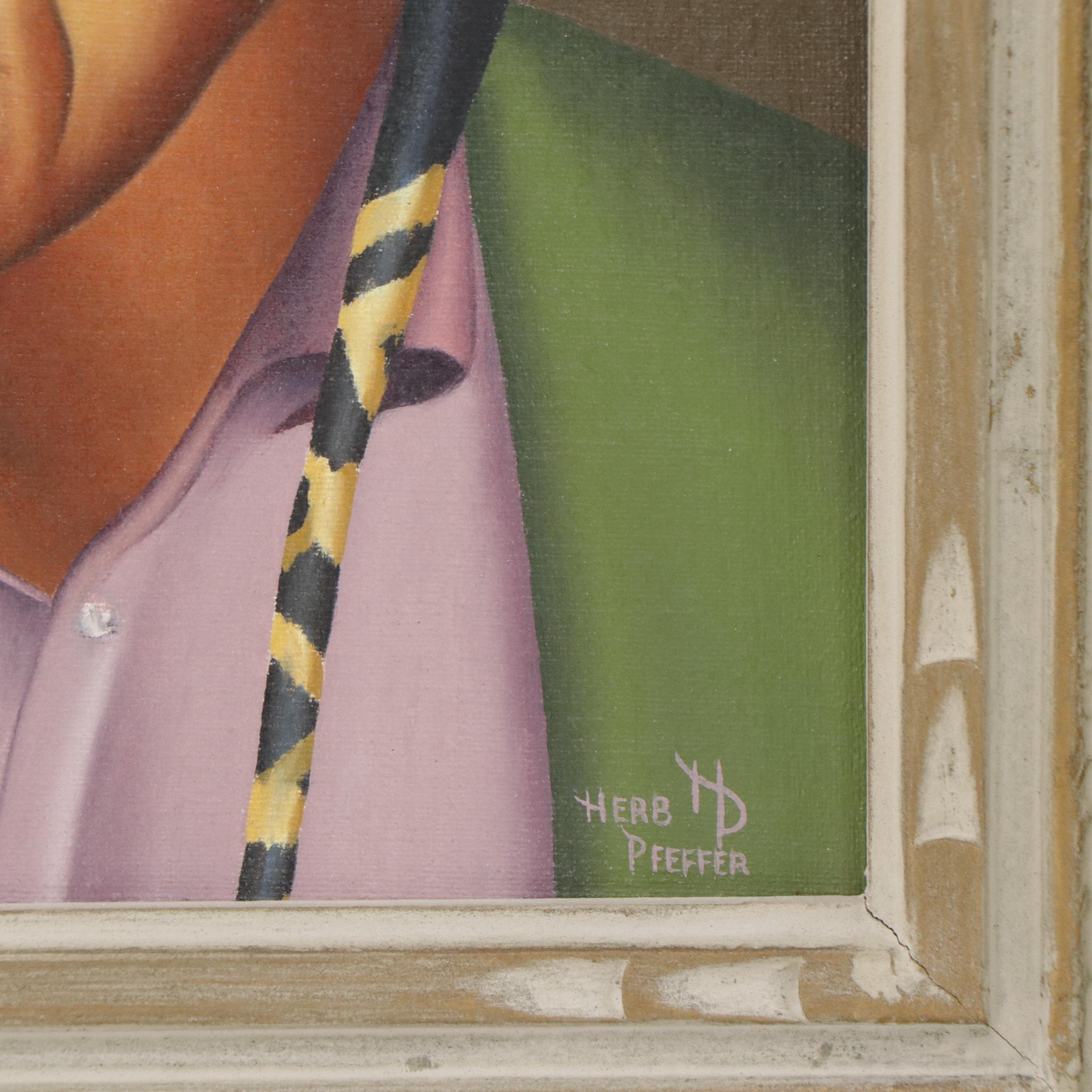 Herb Pfeffer Native American Portrait Oil Painting "Black Horse"