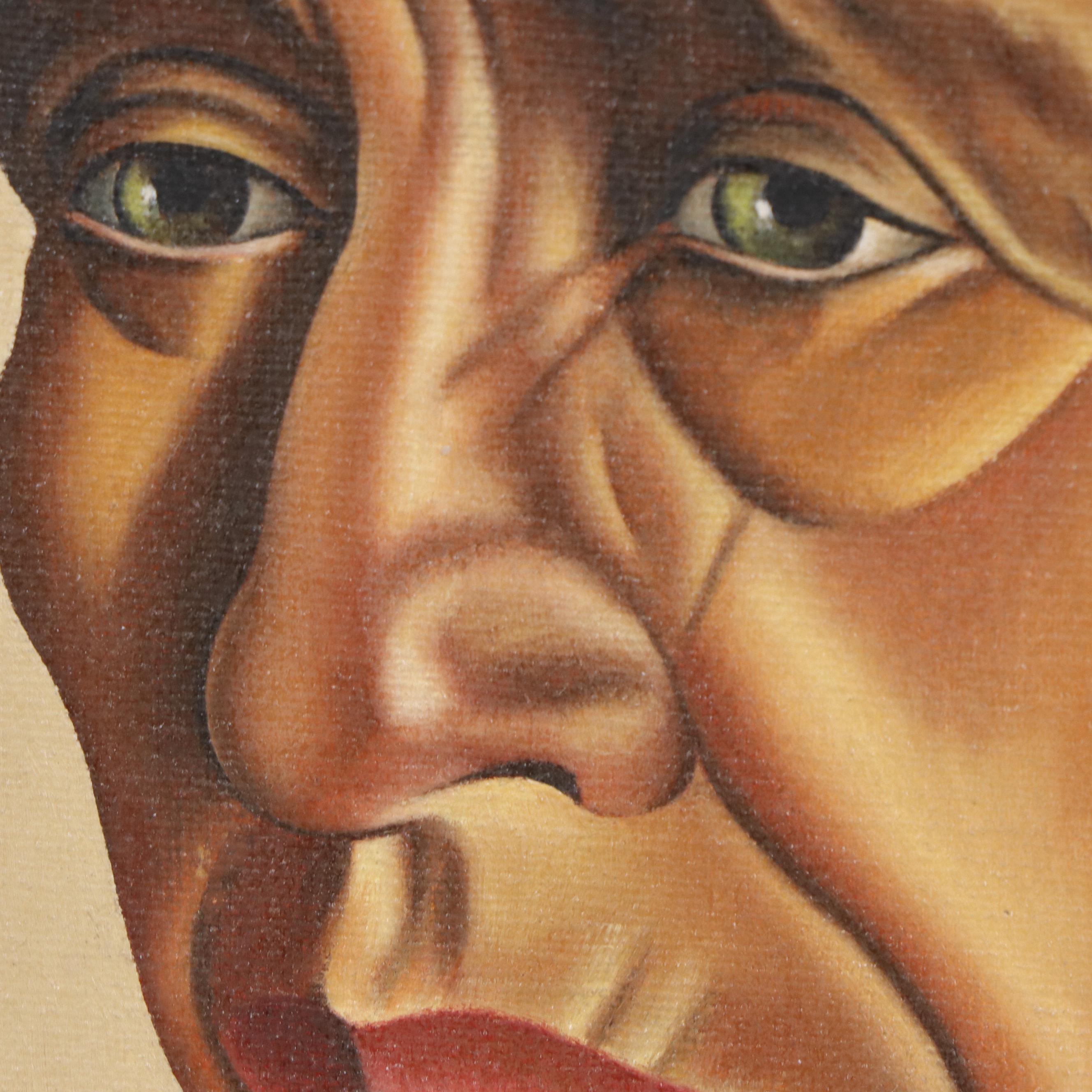 Herb Pfeffer Native American Portrait Oil Painting "Black Horse"