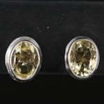 Sterling Oval Quartz Button Earrings