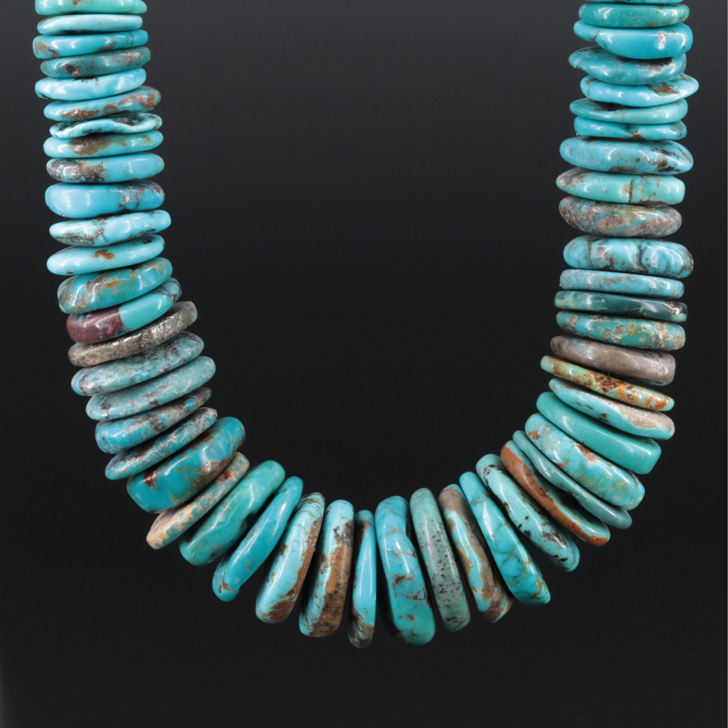 Graduated Turquoise Necklace with Sterling Clasp