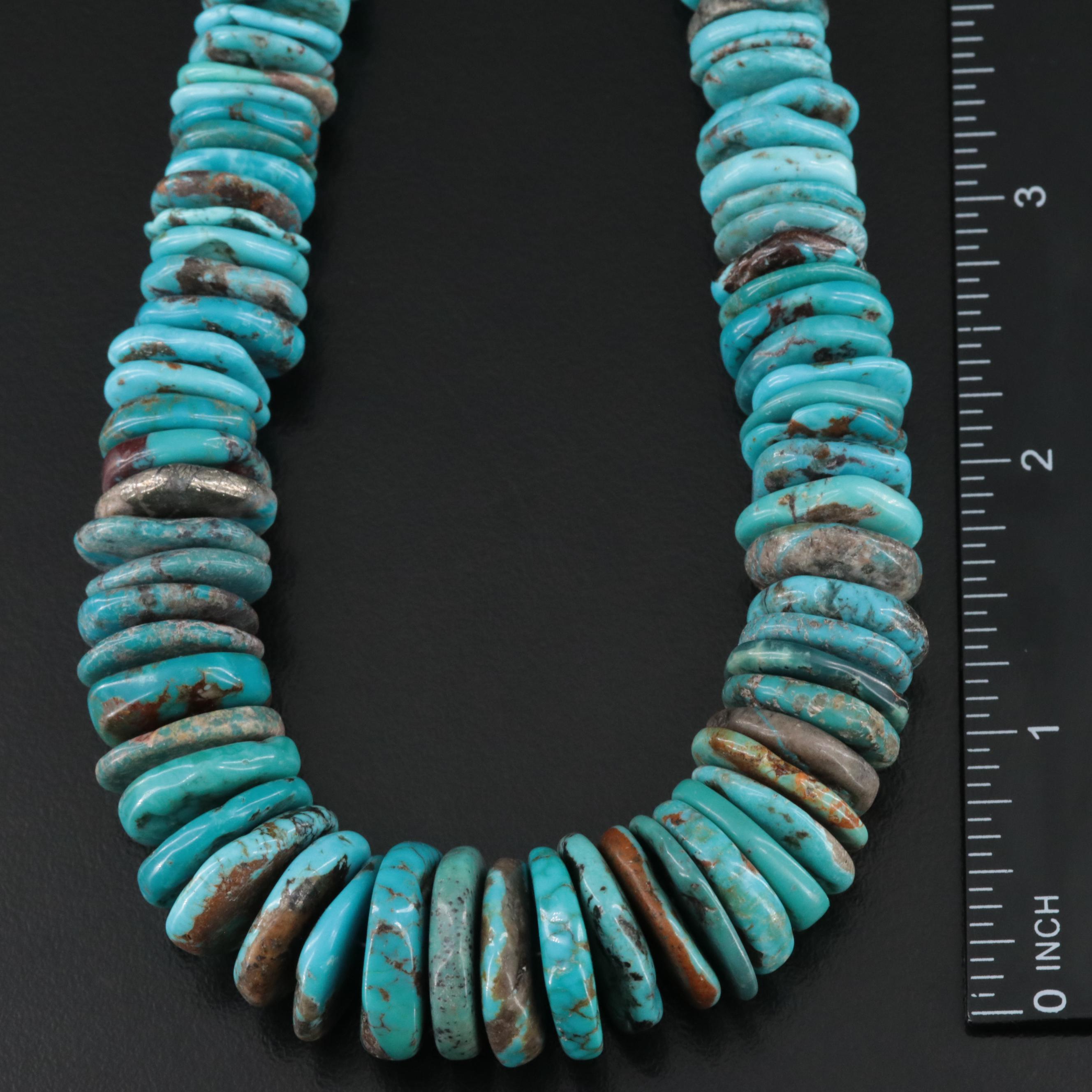 Graduated Turquoise Necklace with Sterling Clasp