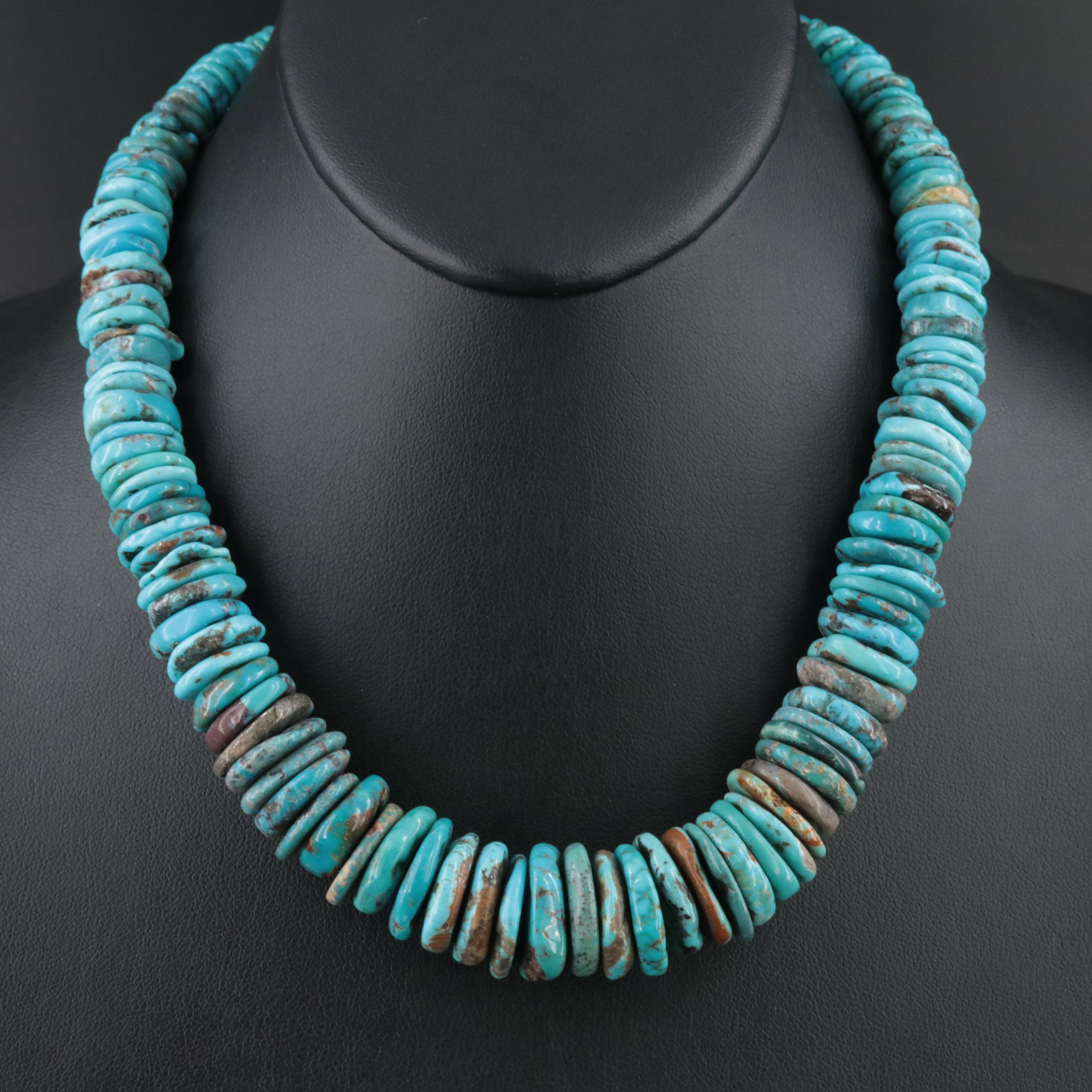 Graduated Turquoise Necklace with Sterling Clasp
