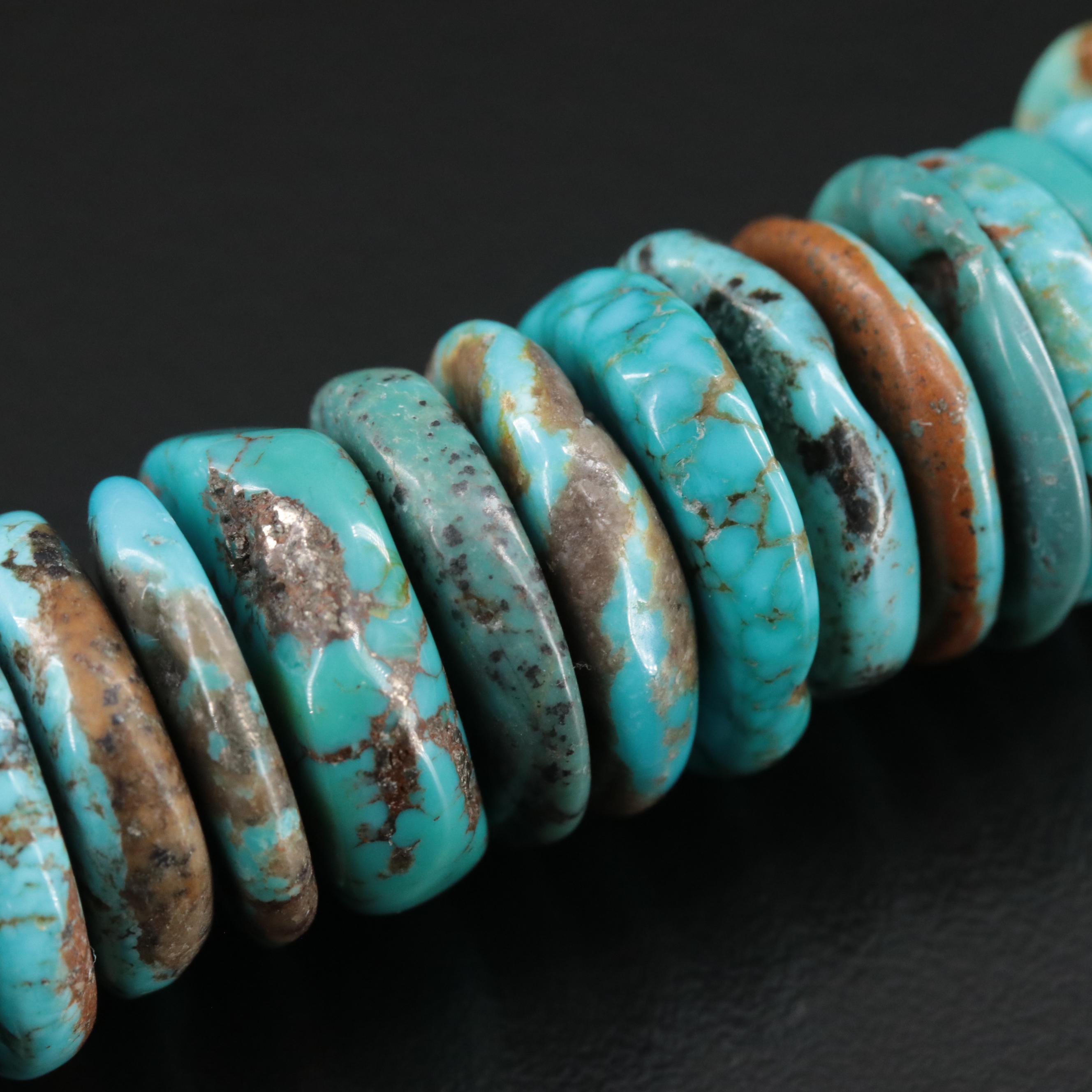 Graduated Turquoise Necklace with Sterling Clasp
