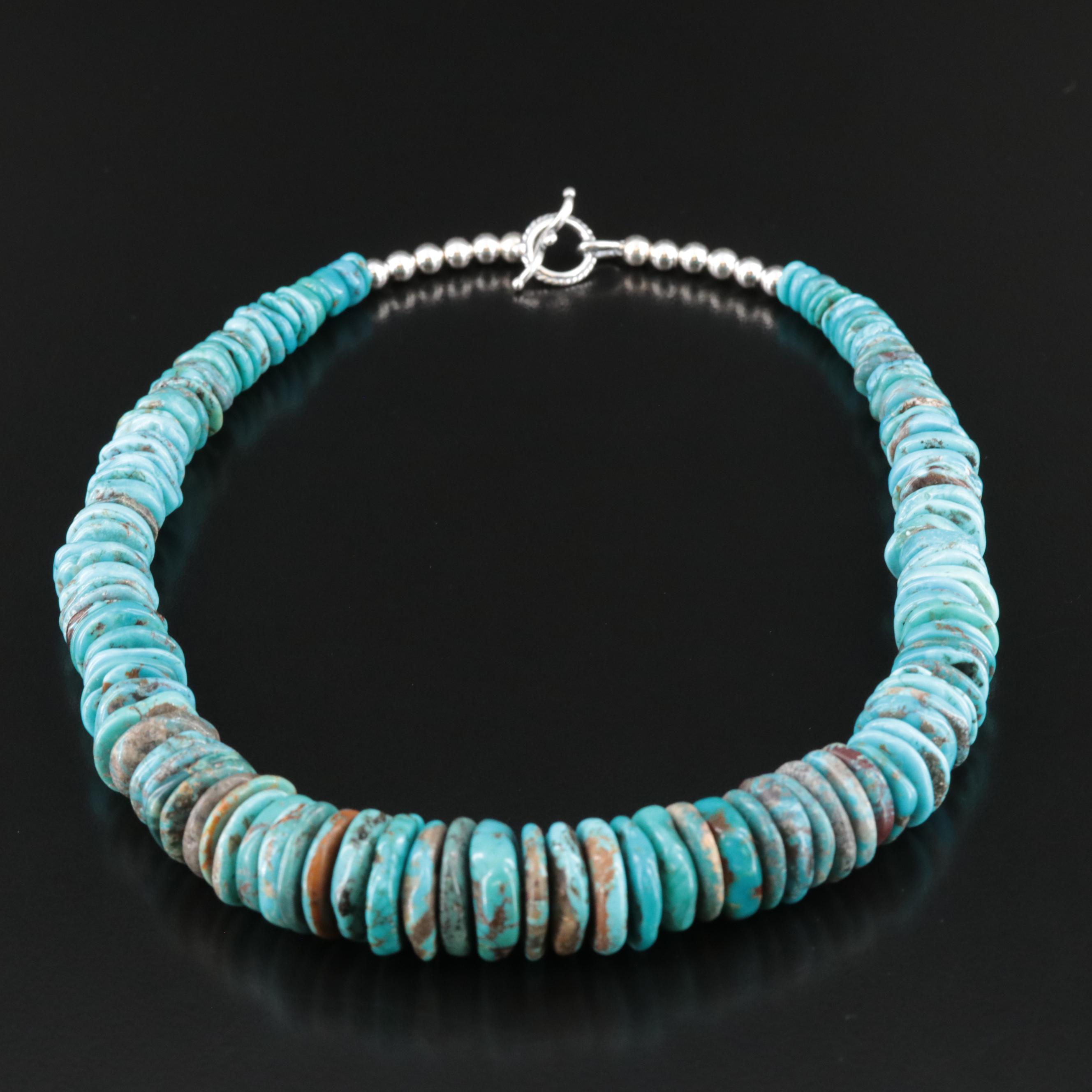 Graduated Turquoise Necklace with Sterling Clasp