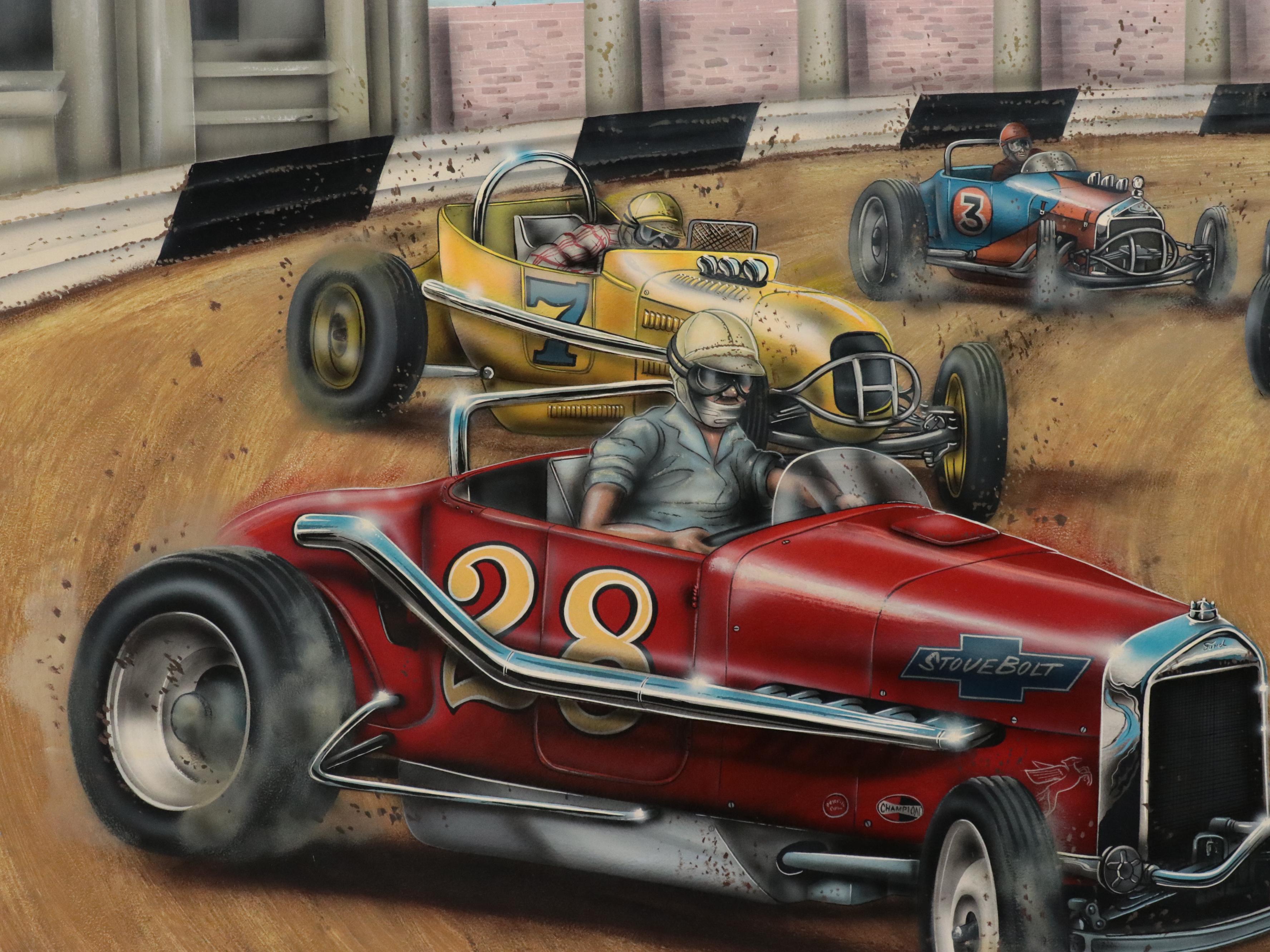 Bob McCoy Racing Oil Painting, 1987