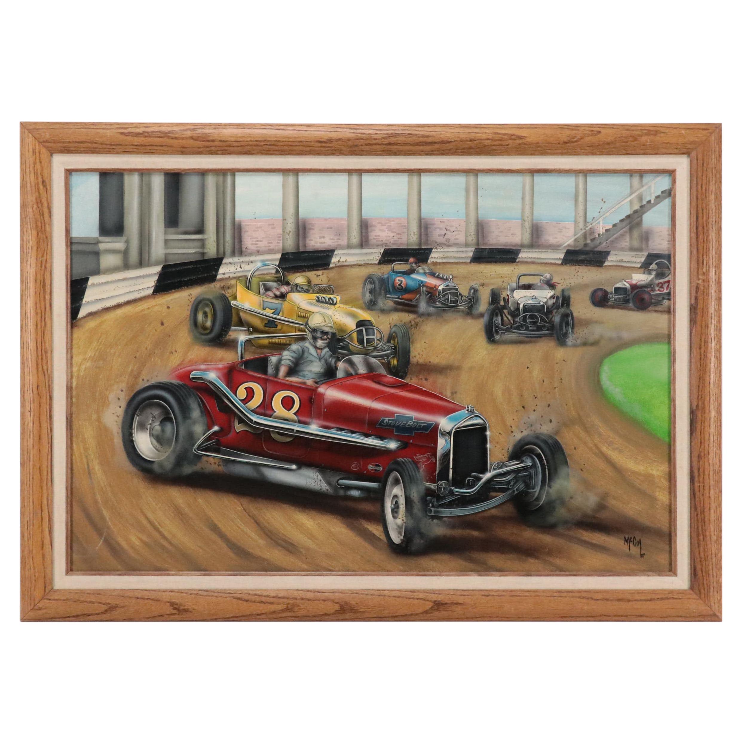 Bob McCoy Racing Oil Painting, 1987