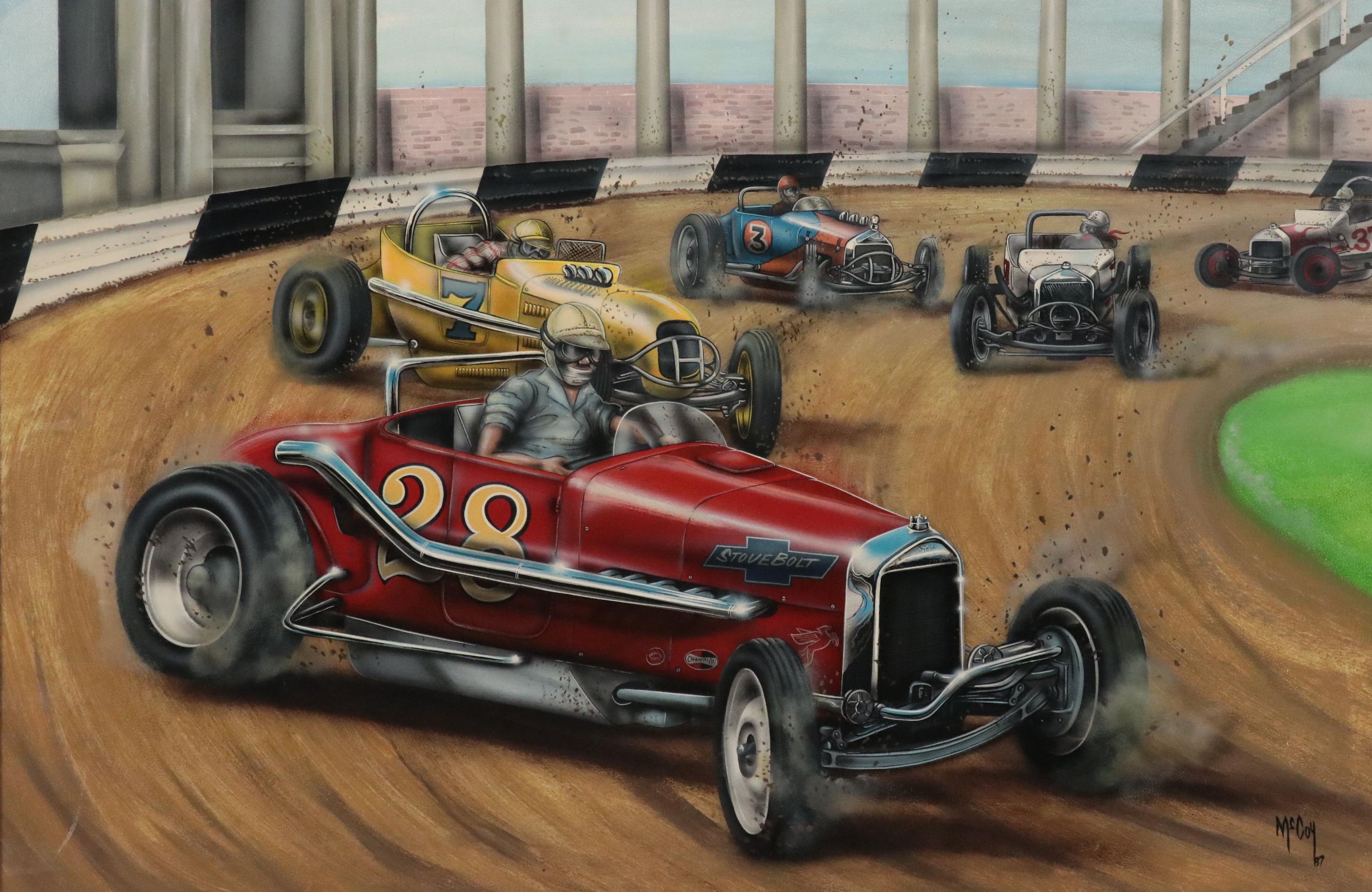 Bob McCoy Racing Oil Painting, 1987