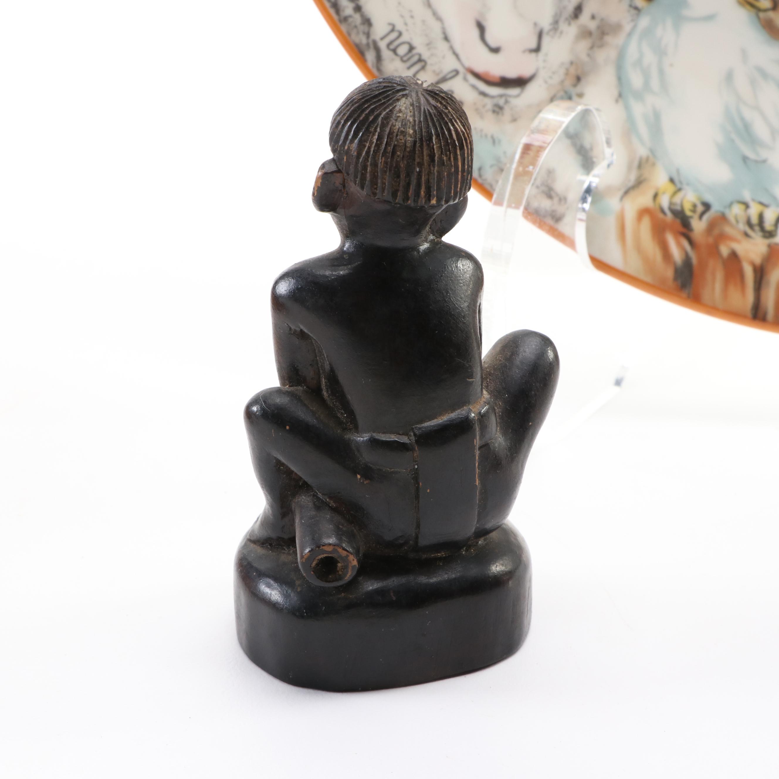 Limoges Haviland "Peaceable Kingdom" Porcelain Plate with Carved Wood Figurines