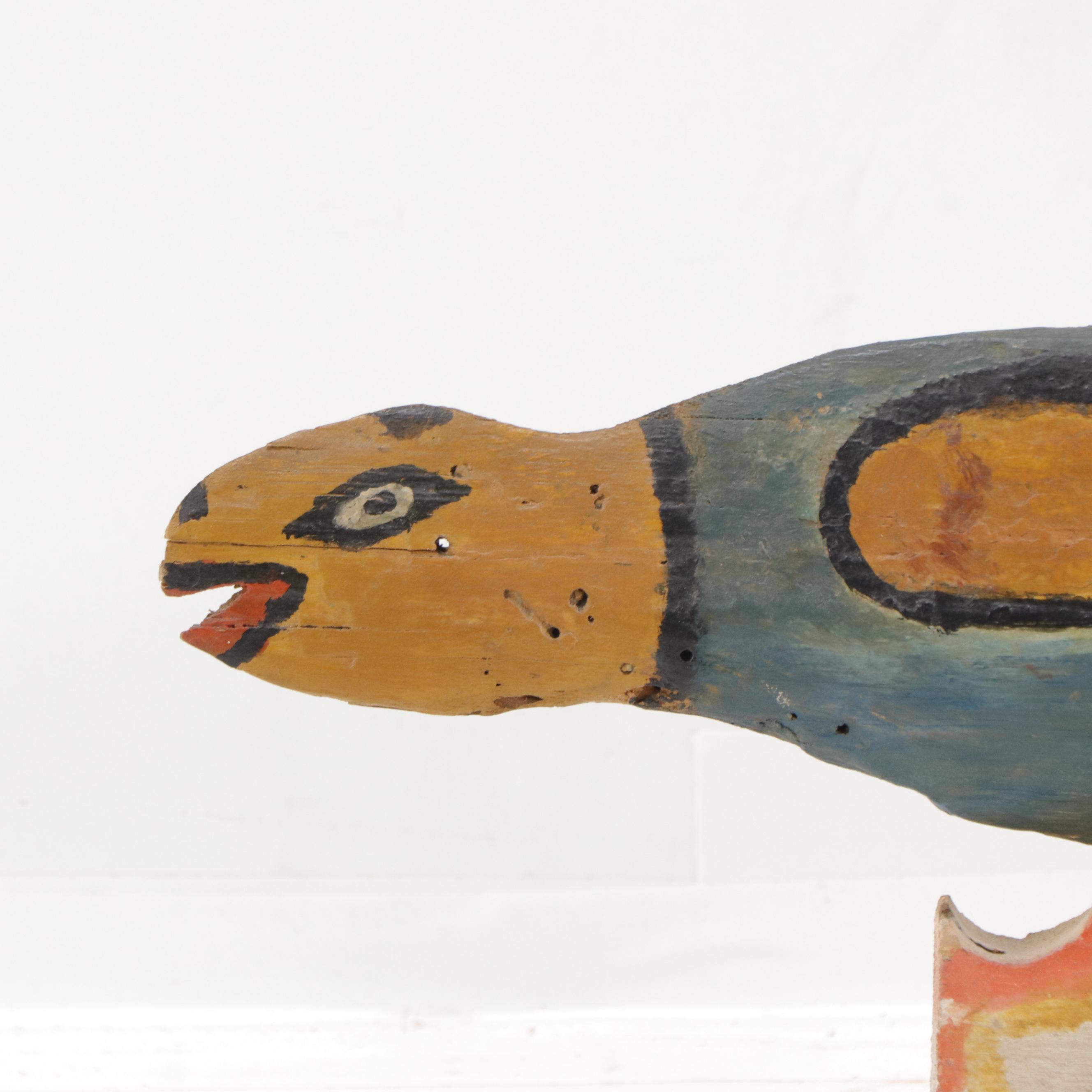 William Dawson Folk Art Hand-Painted Salvaged Wood Sculpture of Creature