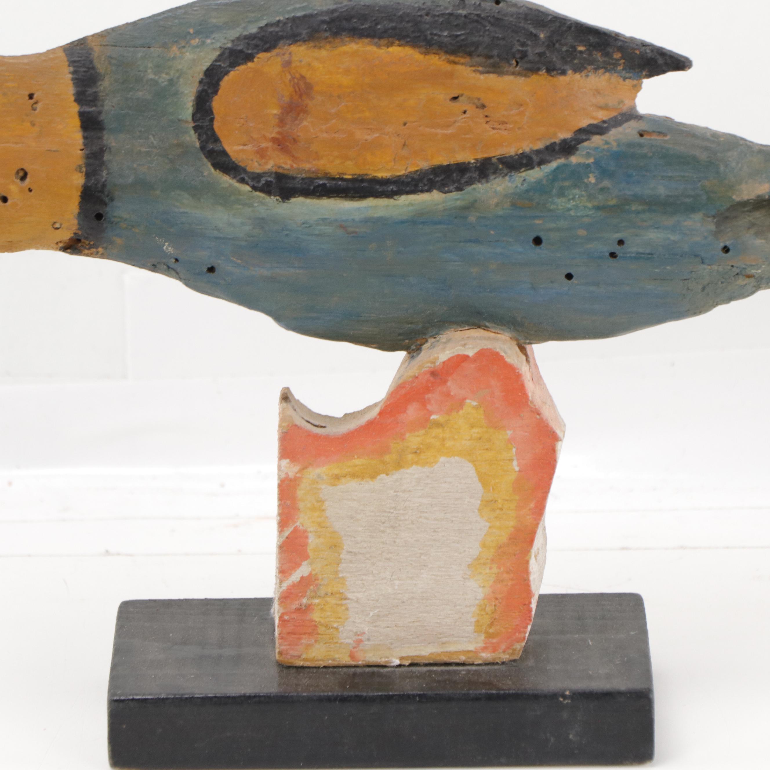 William Dawson Folk Art Hand-Painted Salvaged Wood Sculpture of Creature