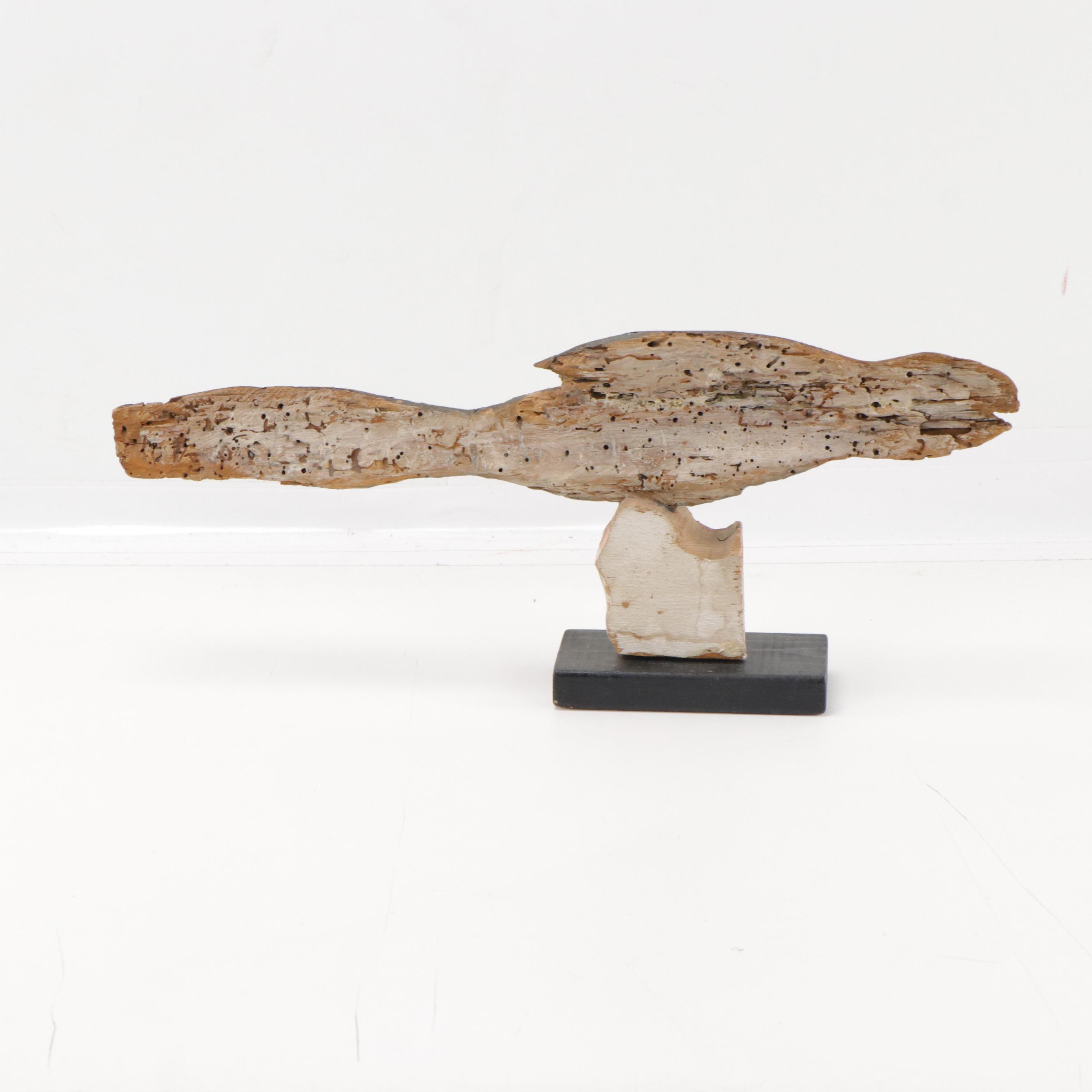 William Dawson Folk Art Hand-Painted Salvaged Wood Sculpture of Creature