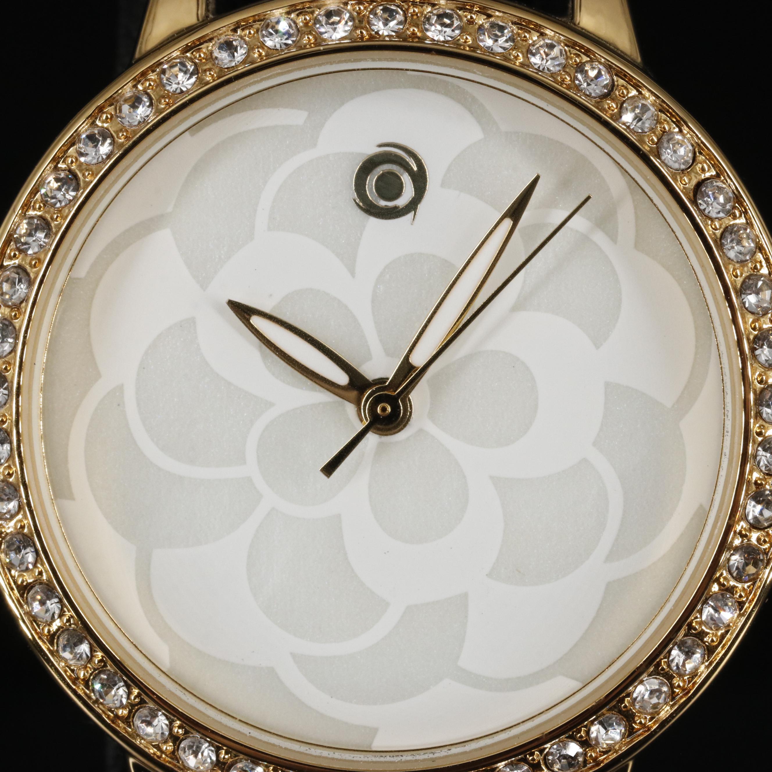 Magnicor Quartz Watch with Flower Dial and Swarovski Crystal Accent