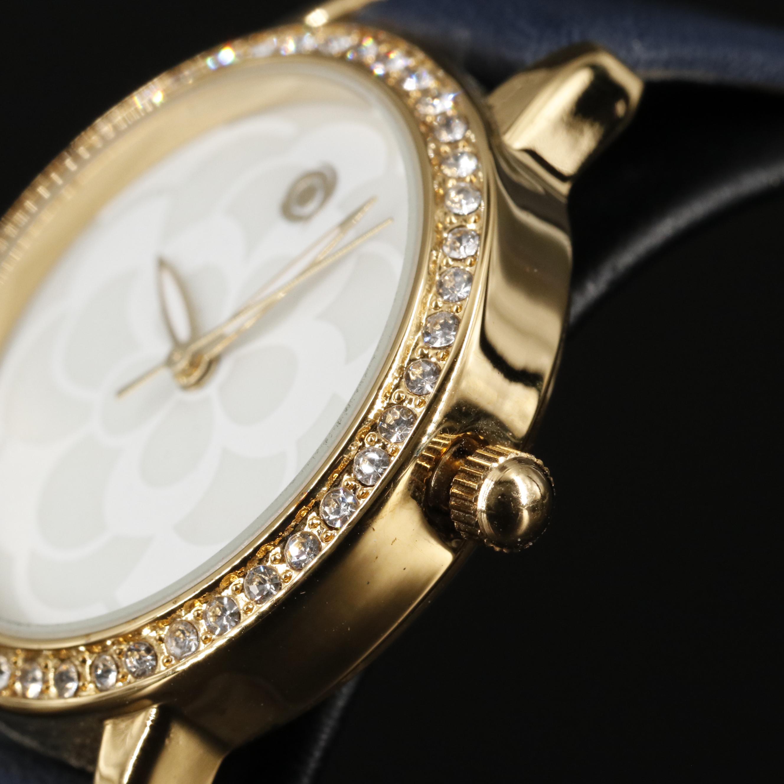 Magnicor Quartz Watch with Flower Dial and Swarovski Crystal Accent