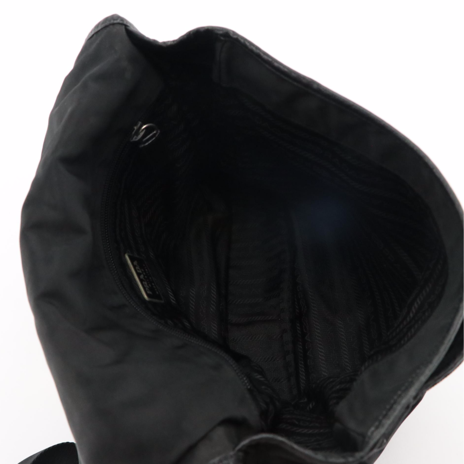 Prada Flap Front Messenger Bag in Black Tessuto Nylon with Saffiano Leather Trim