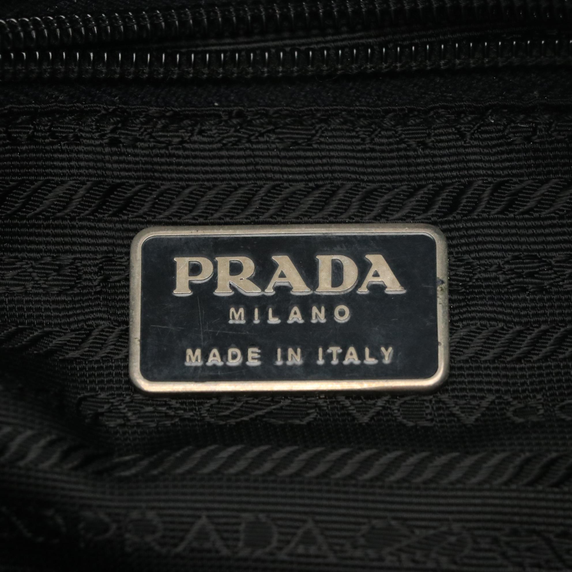 Prada Flap Front Messenger Bag in Black Tessuto Nylon with Saffiano Leather Trim