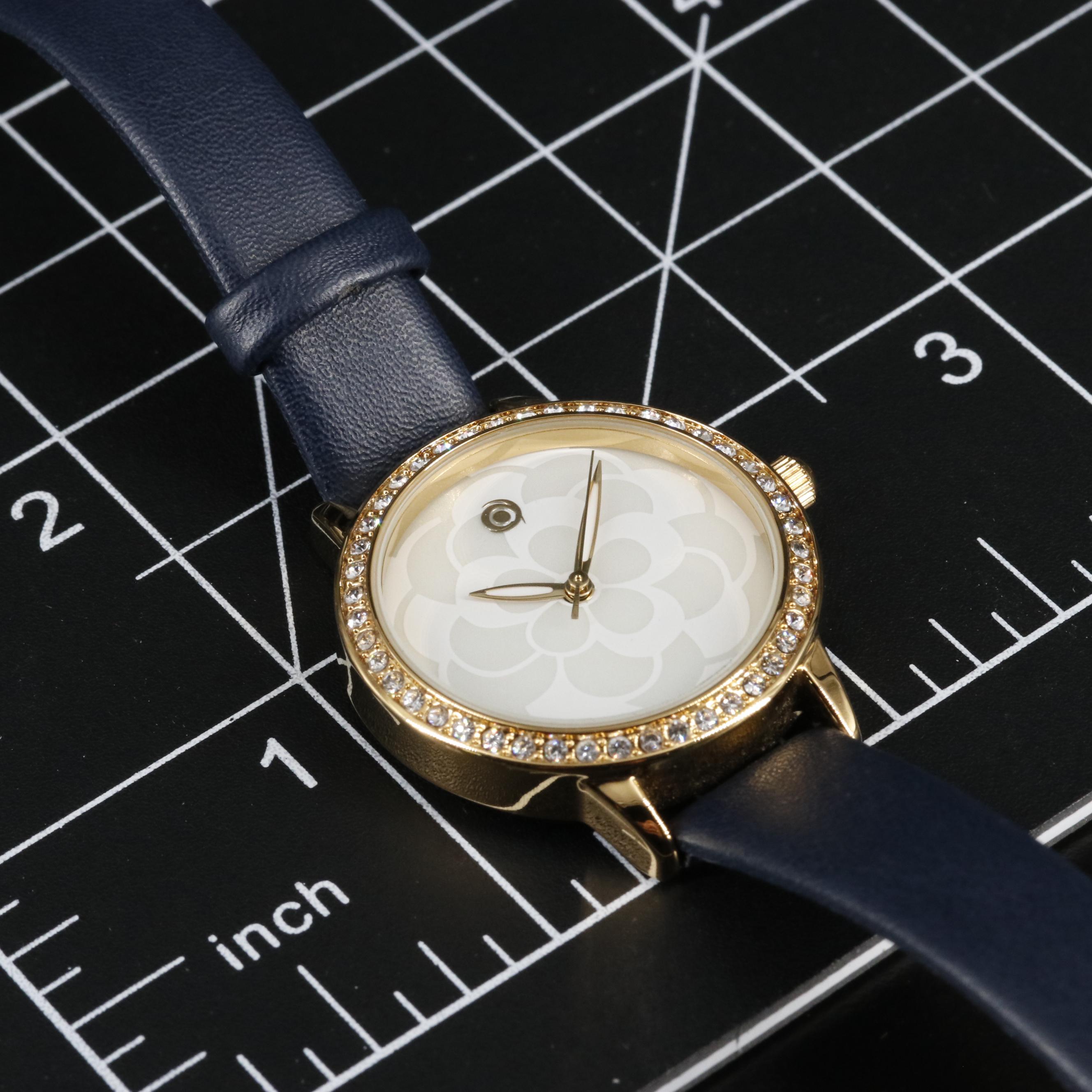 Magnicor Quartz Watch with Flower Dial and Swarovski Crystal Accent