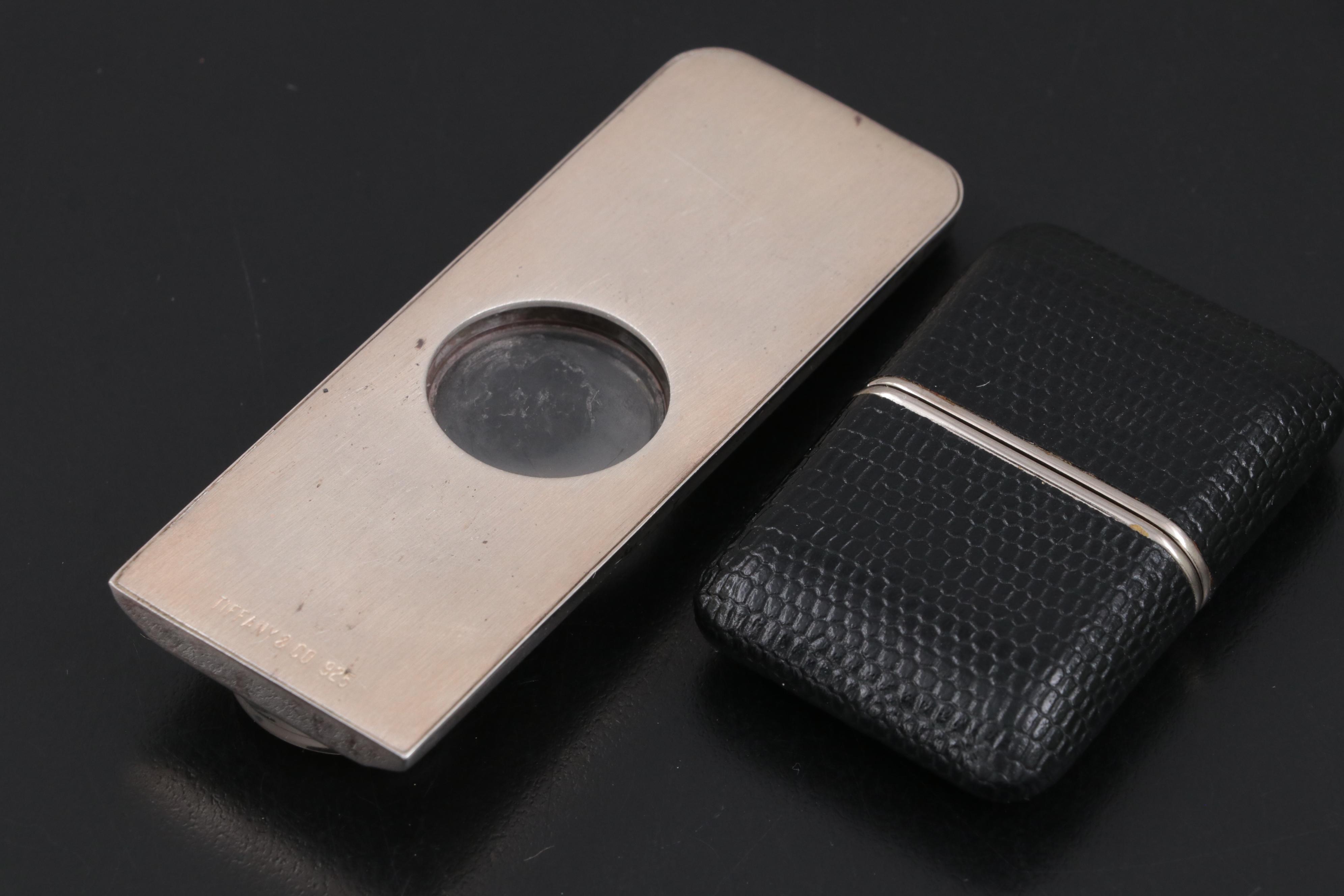 Tiffany & Co. Sterling Silver Pocket Ruler with Collapsible Travel Clock