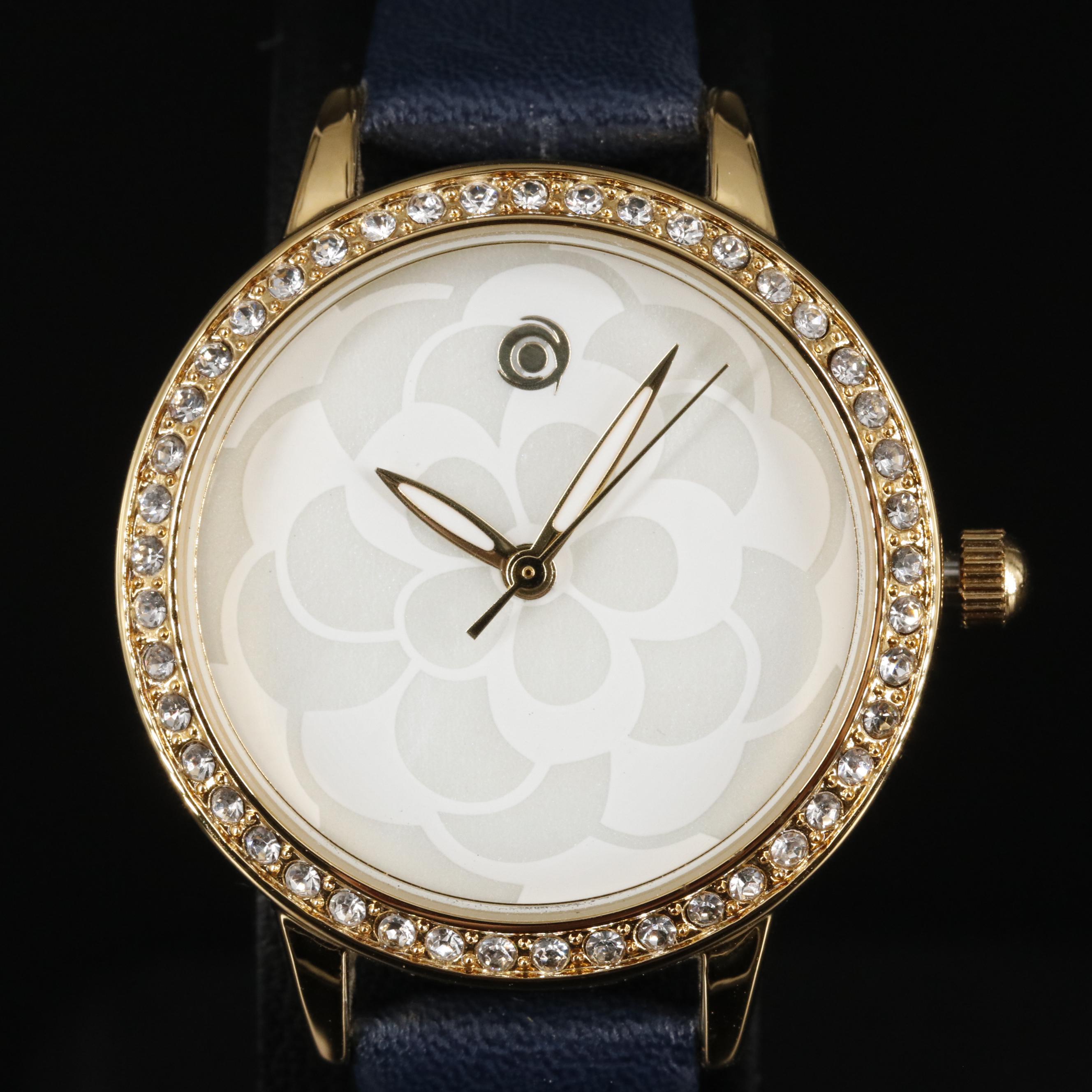 Magnicor Quartz Watch with Flower Dial and Swarovski Crystal Accent