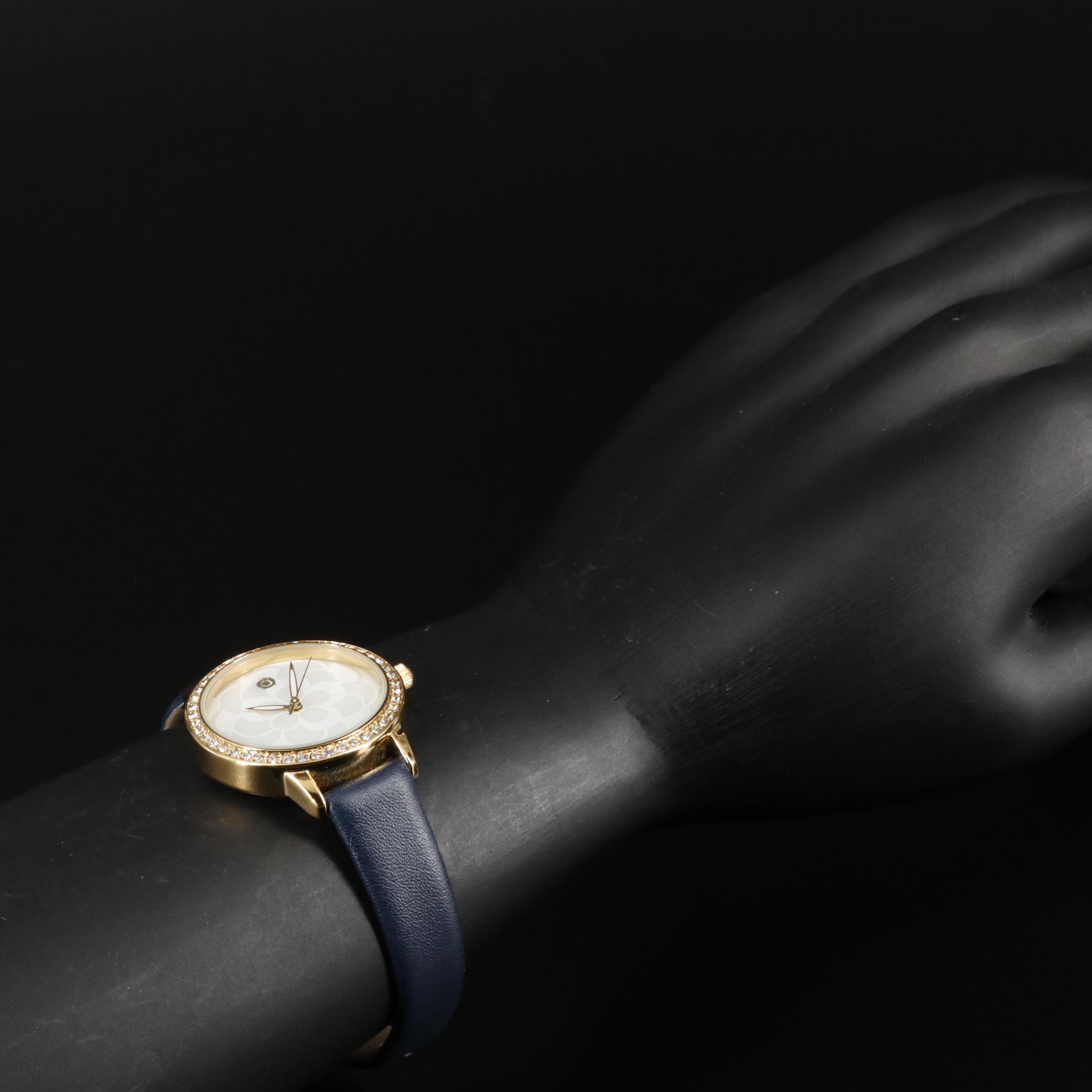 Magnicor Quartz Watch with Flower Dial and Swarovski Crystal Accent