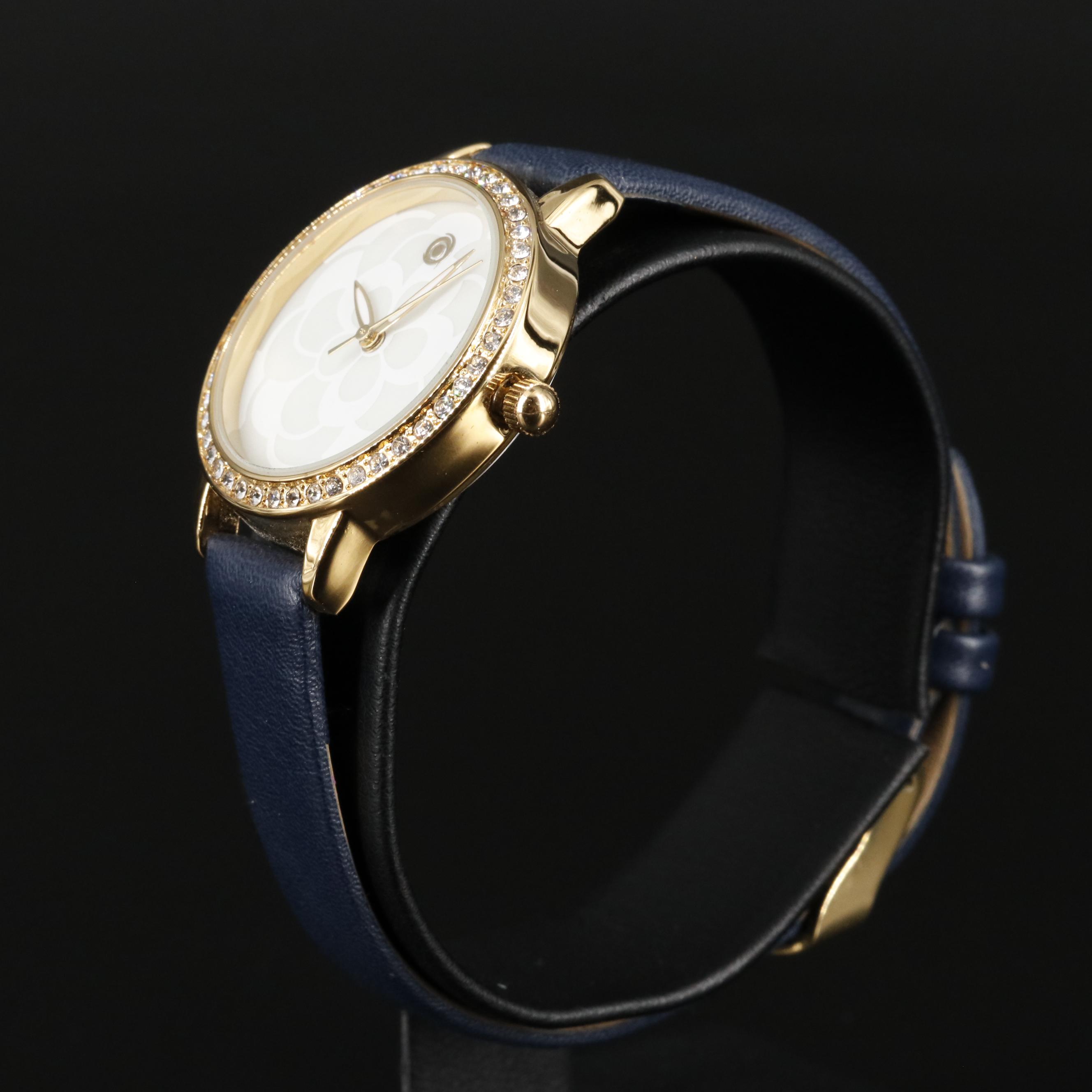 Magnicor Quartz Watch with Flower Dial and Swarovski Crystal Accent