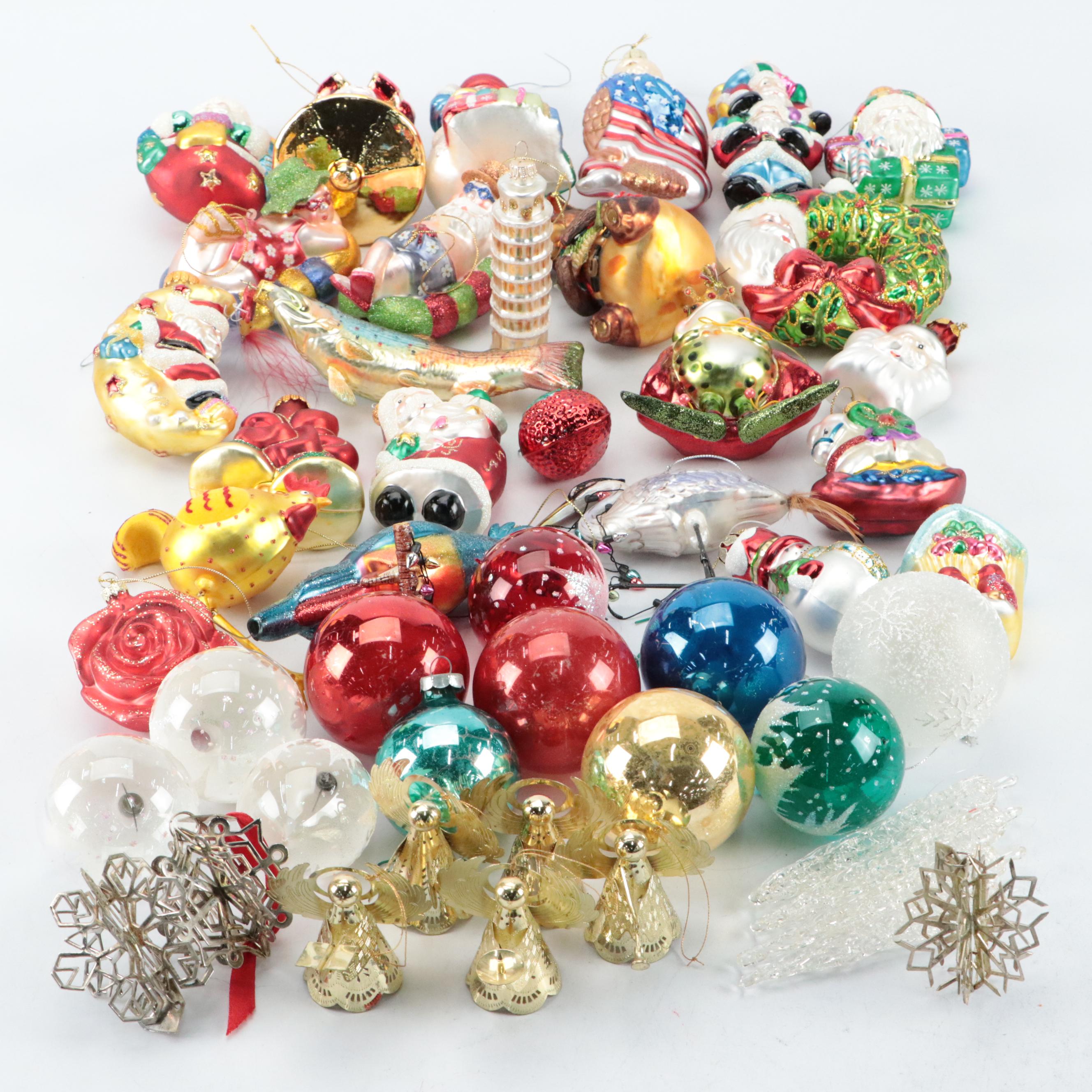 Silvered Glass, Metal and Other Christmas Ornaments
