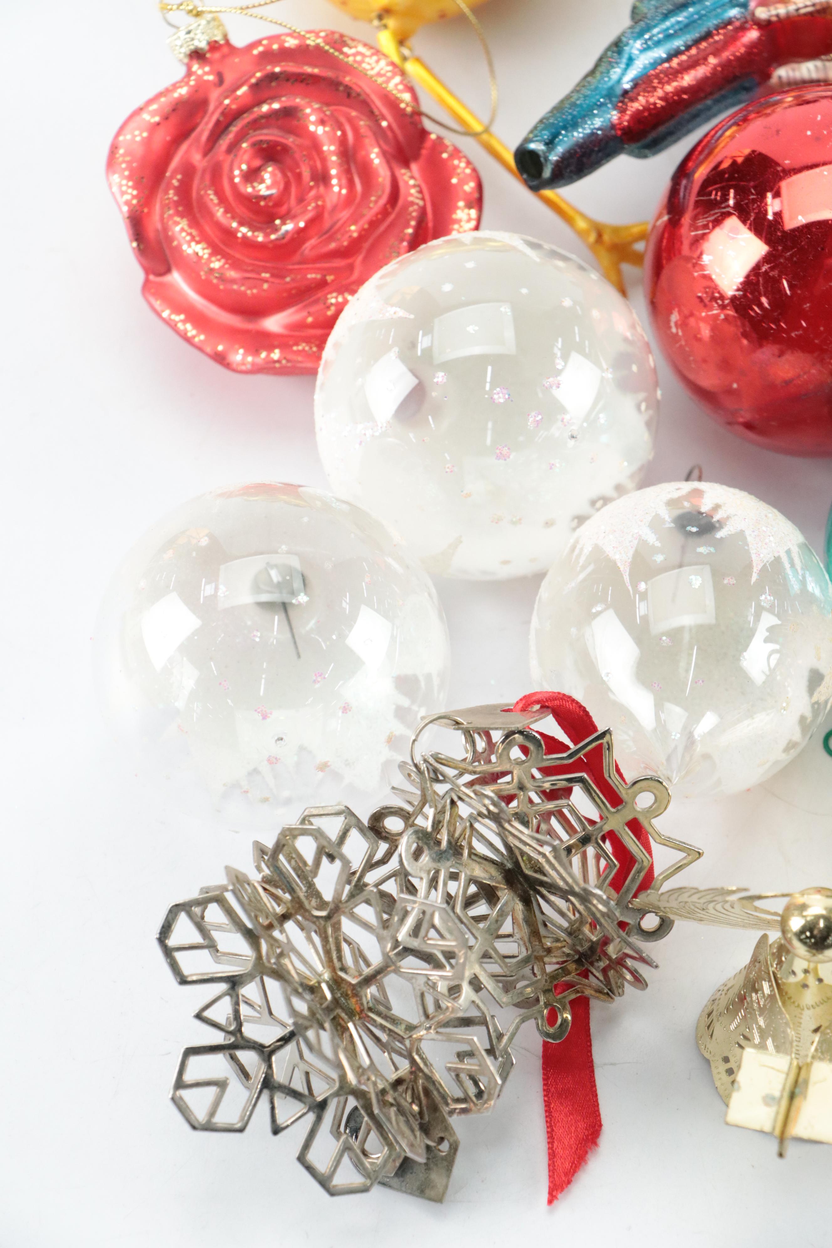 Silvered Glass, Metal and Other Christmas Ornaments
