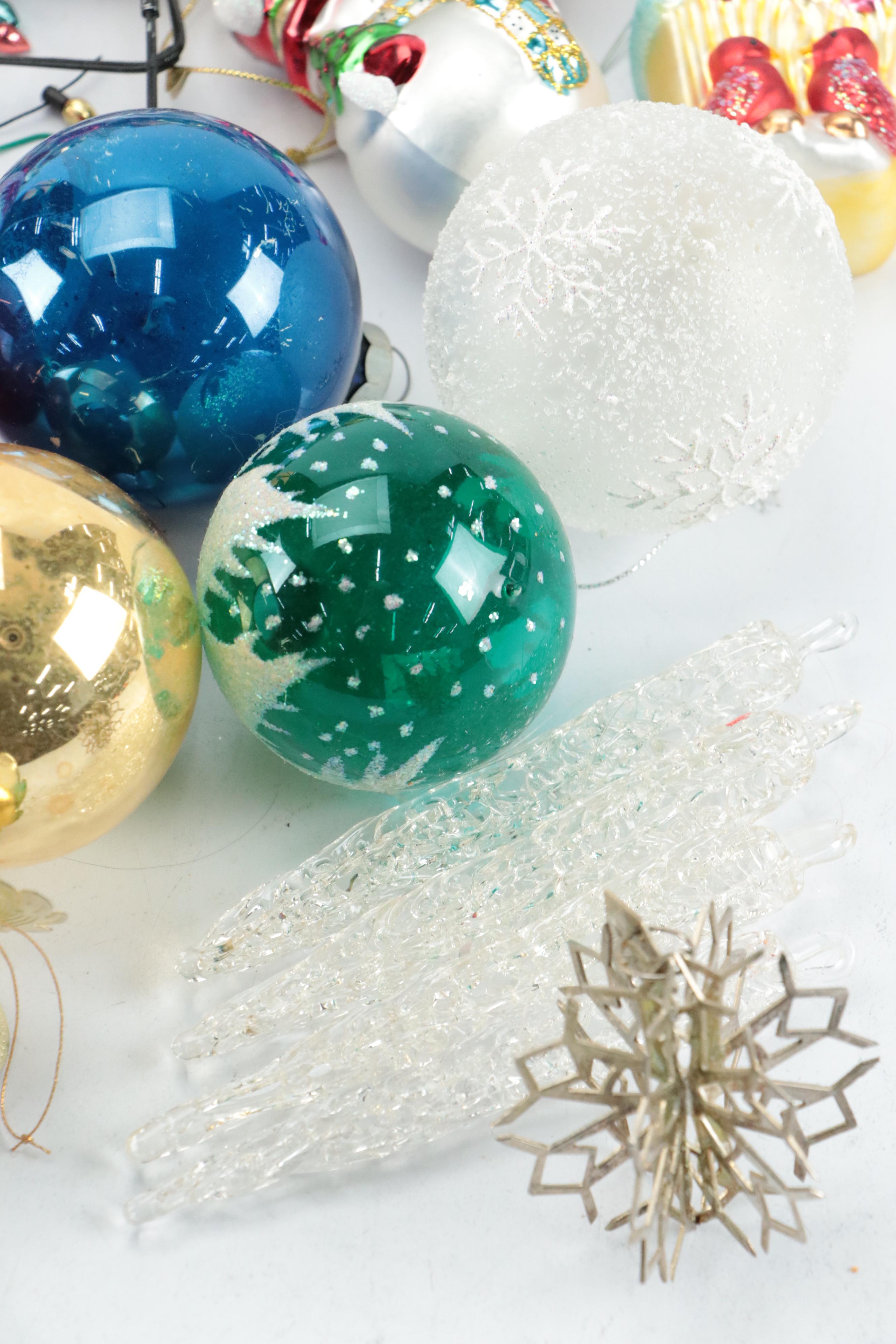 Silvered Glass, Metal and Other Christmas Ornaments