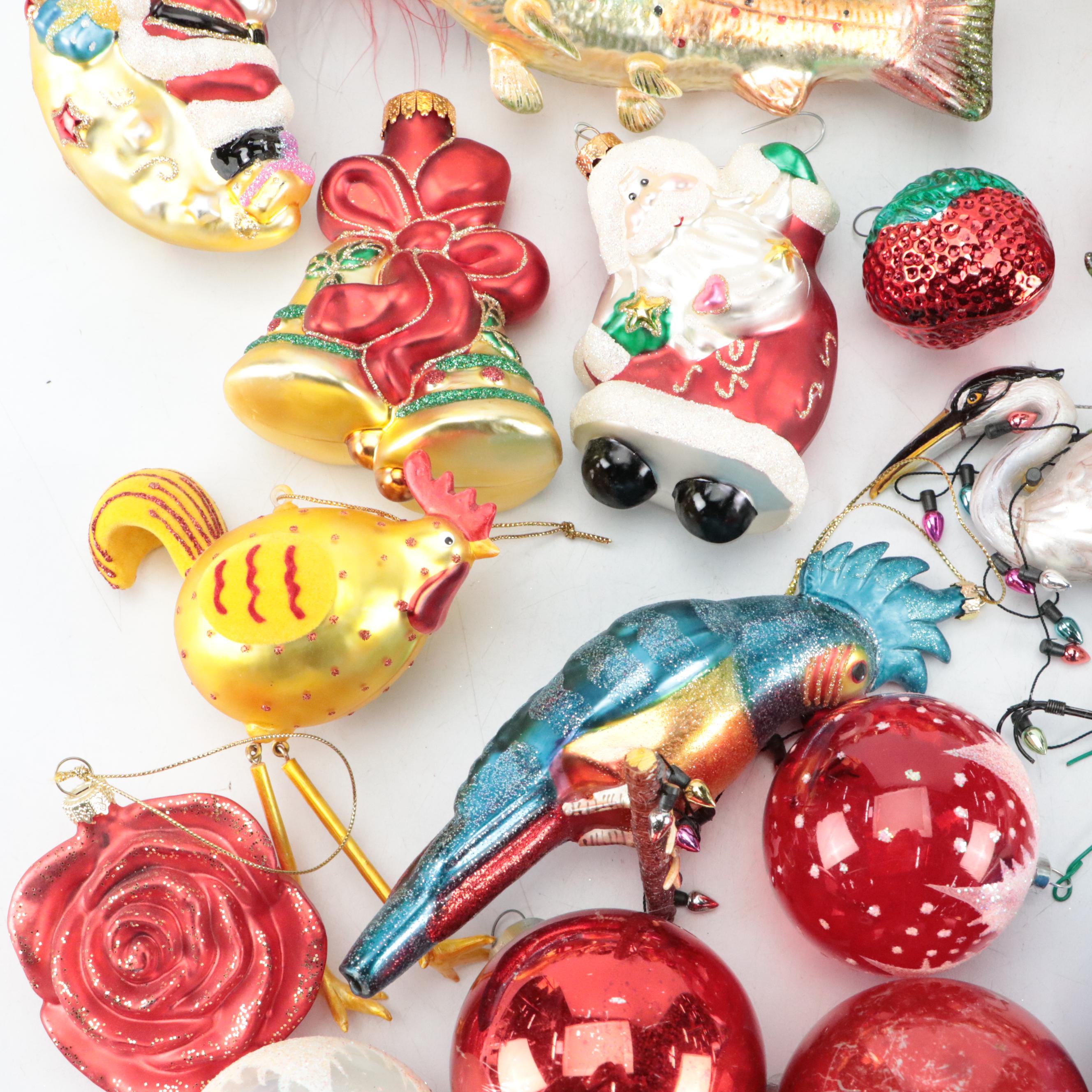 Silvered Glass, Metal and Other Christmas Ornaments