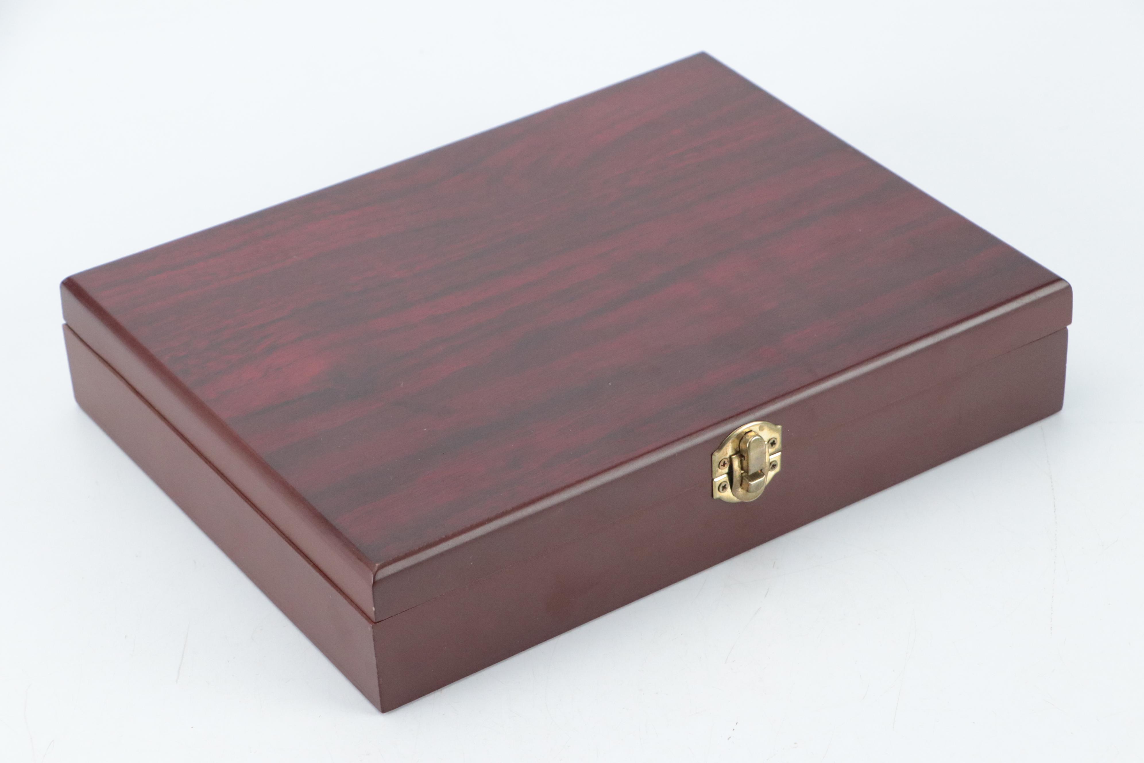 Cedar Lined Humidor With Cigar Cutter, Hip Flask and Cigar Tube Set