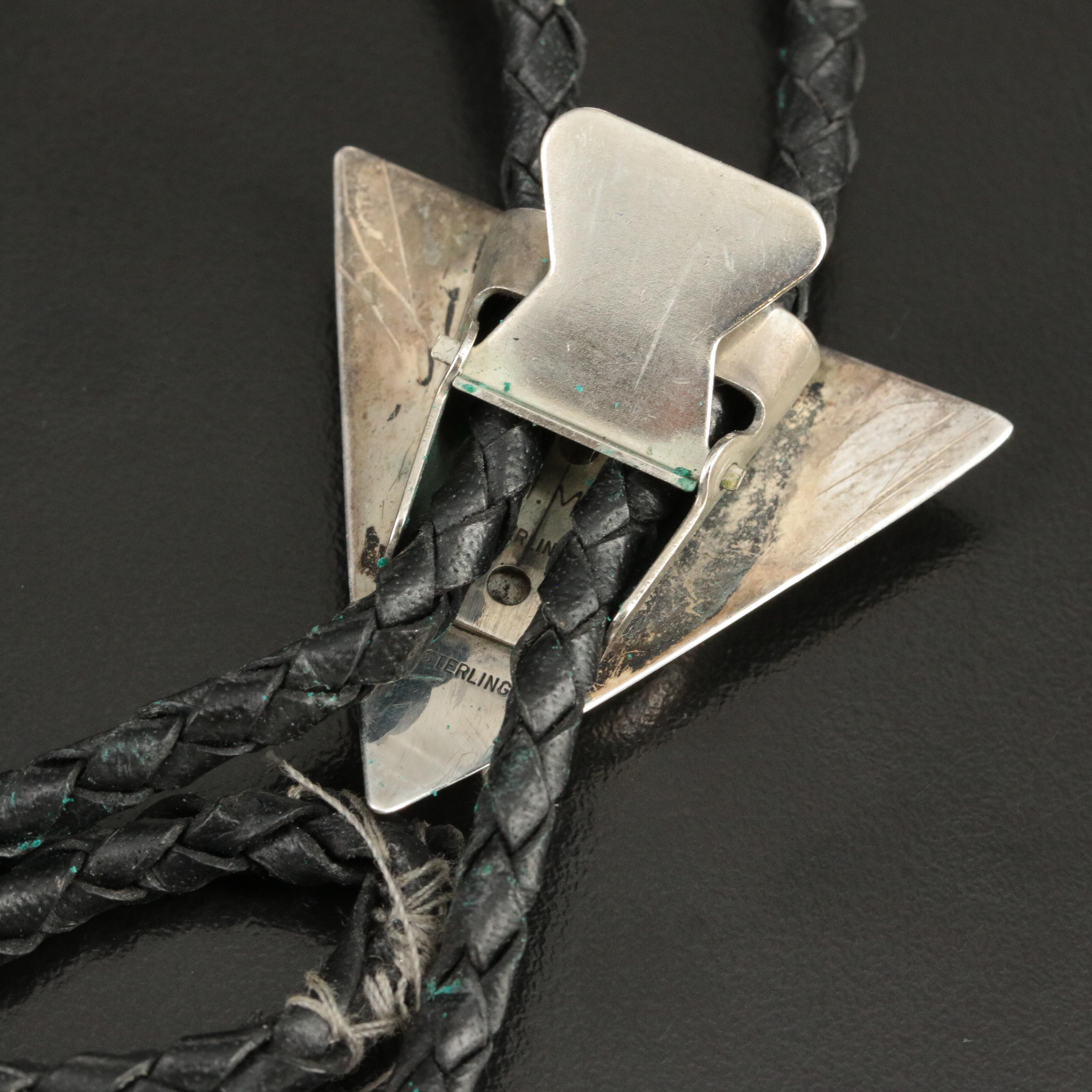 Western Style Sterling Abalone Bolo Tie