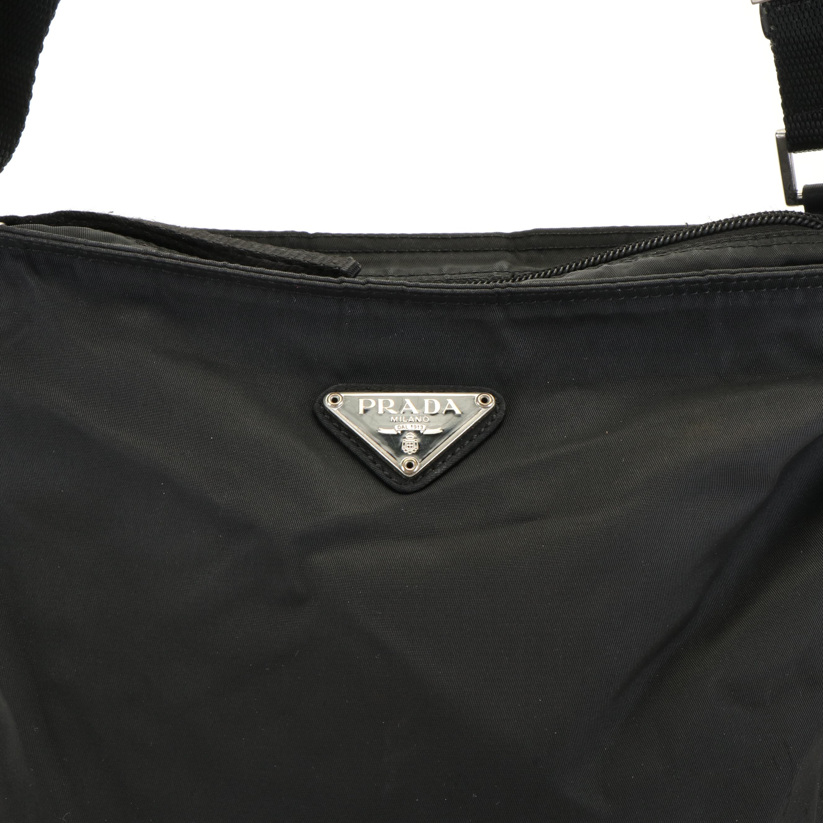 Prada Black Tessuto Nylon Flat Crossbody Bag