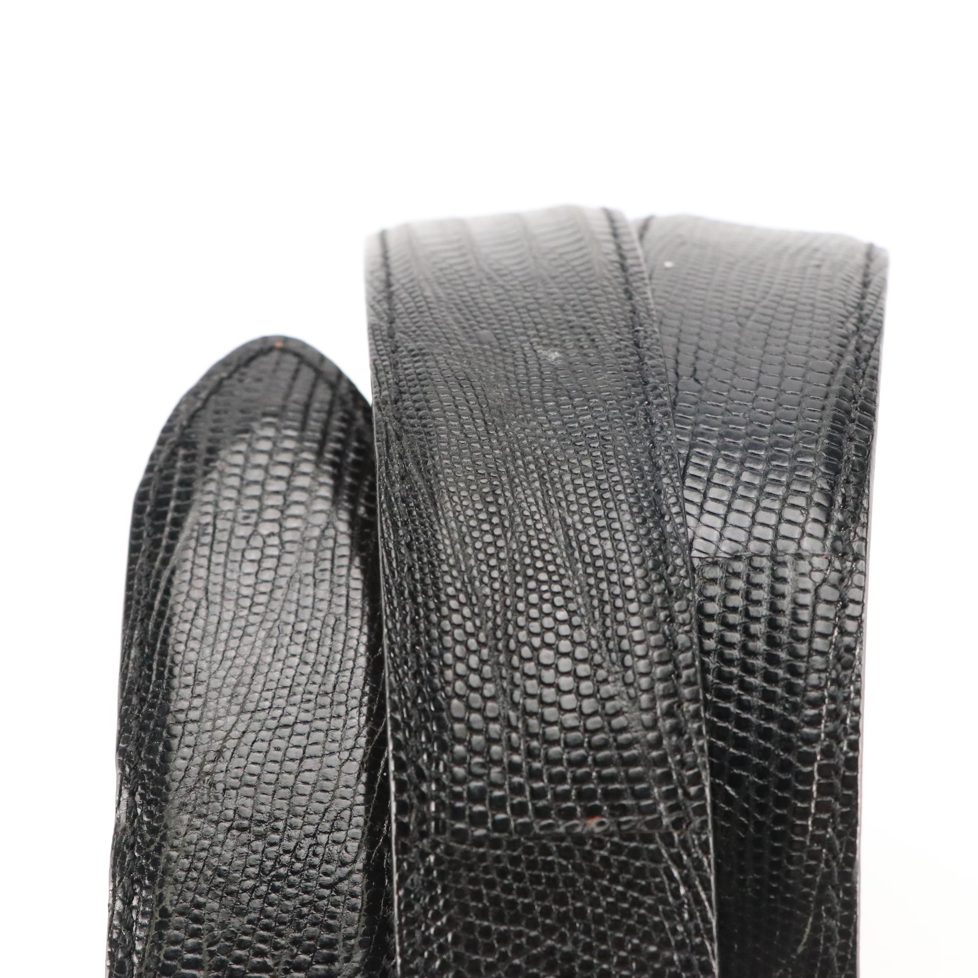 David Yurman Teju Lizard Skin and Leather Belt with Sterling and 14K Buckle