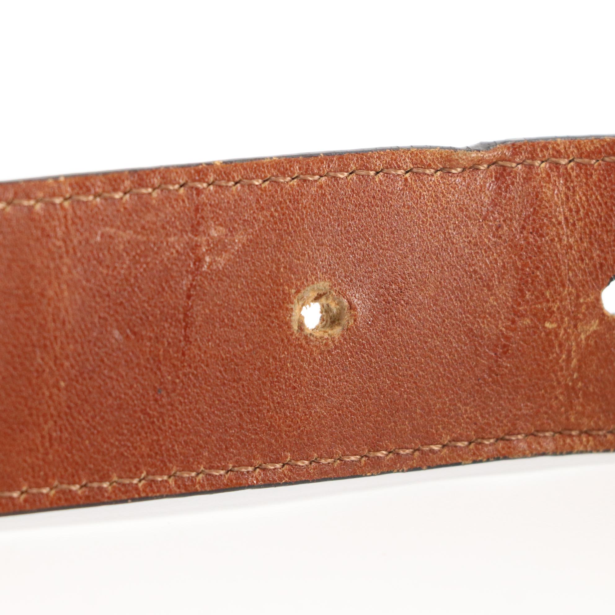 David Yurman Teju Lizard Skin and Leather Belt with Sterling and 14K Buckle