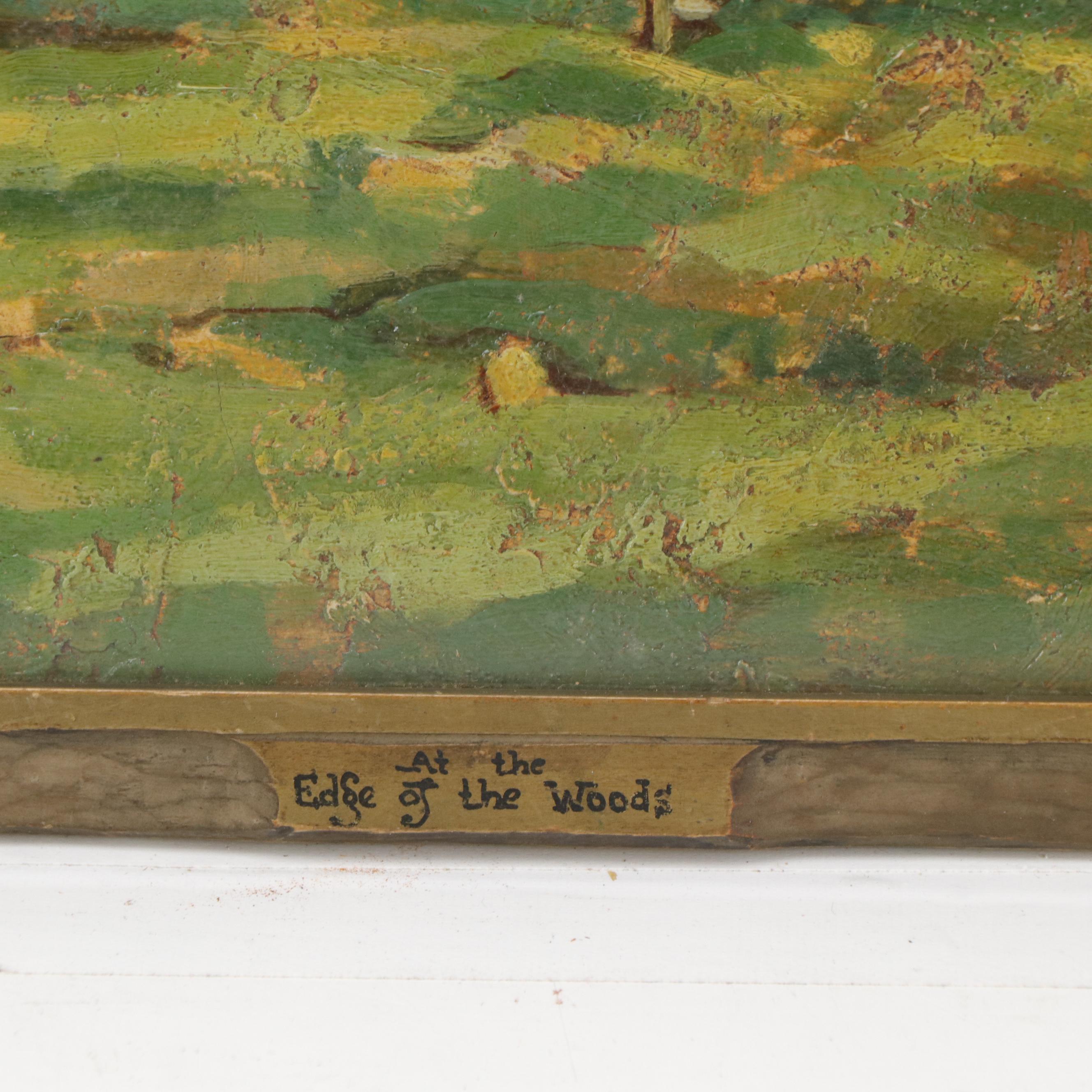 Karl Schmidt Oil Landscape Painting "At the Edge of the Woods," 1914