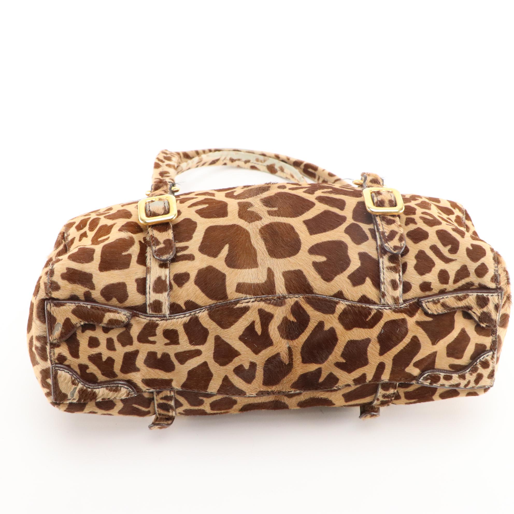 Prada Giraffe Print Calf Skin Push Lock Shoulder Bag