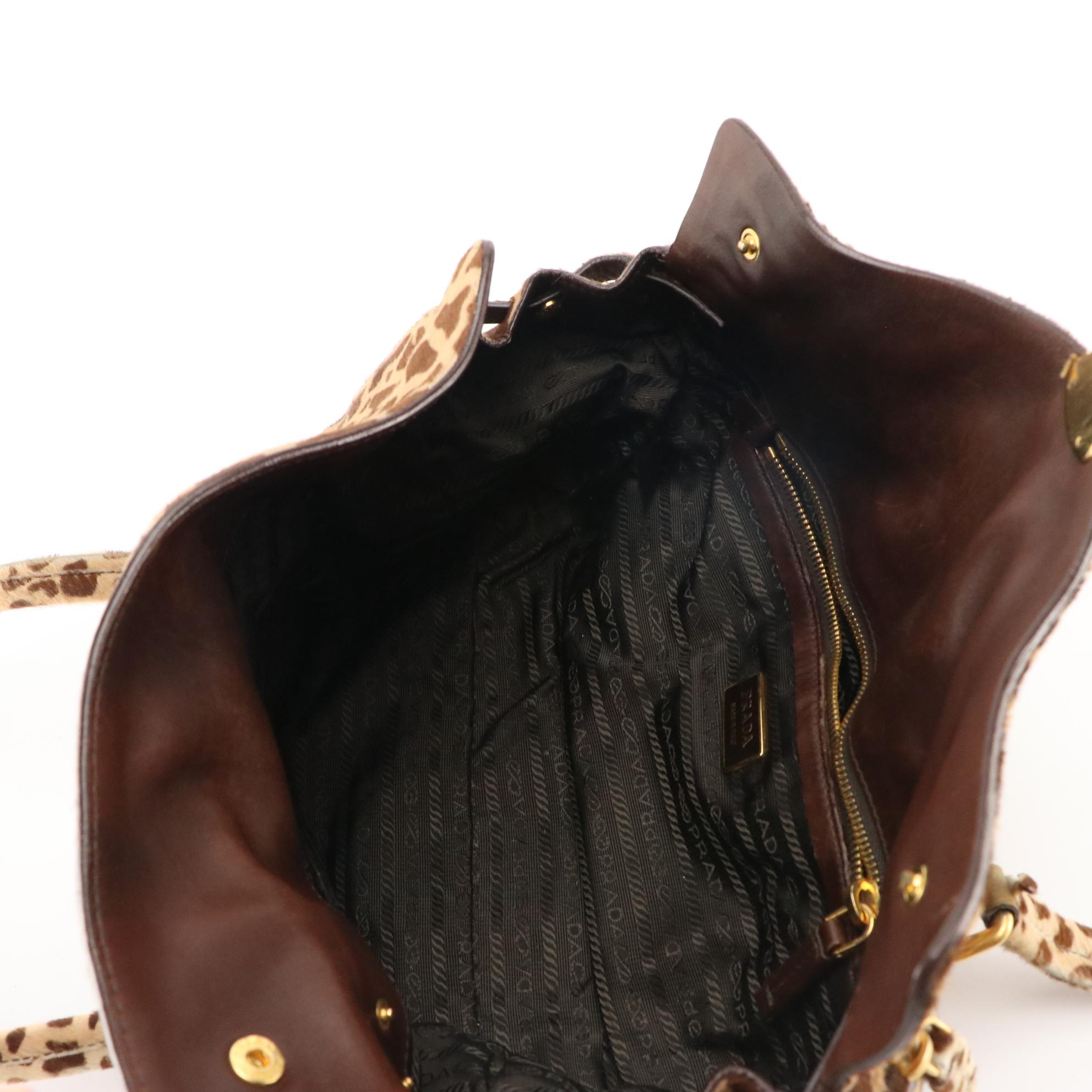 Prada Giraffe Print Calf Skin Push Lock Shoulder Bag