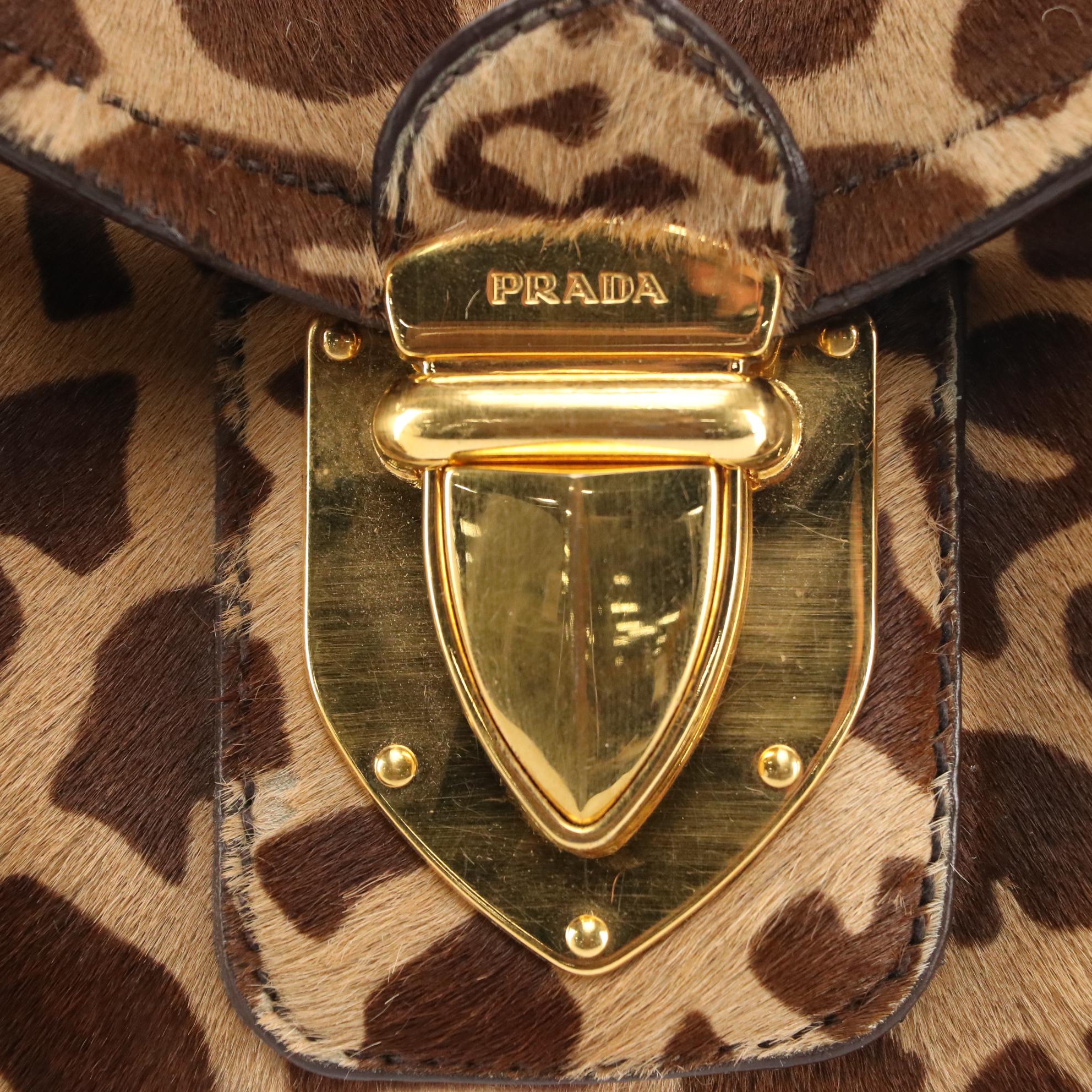 Prada Giraffe Print Calf Skin Push Lock Shoulder Bag