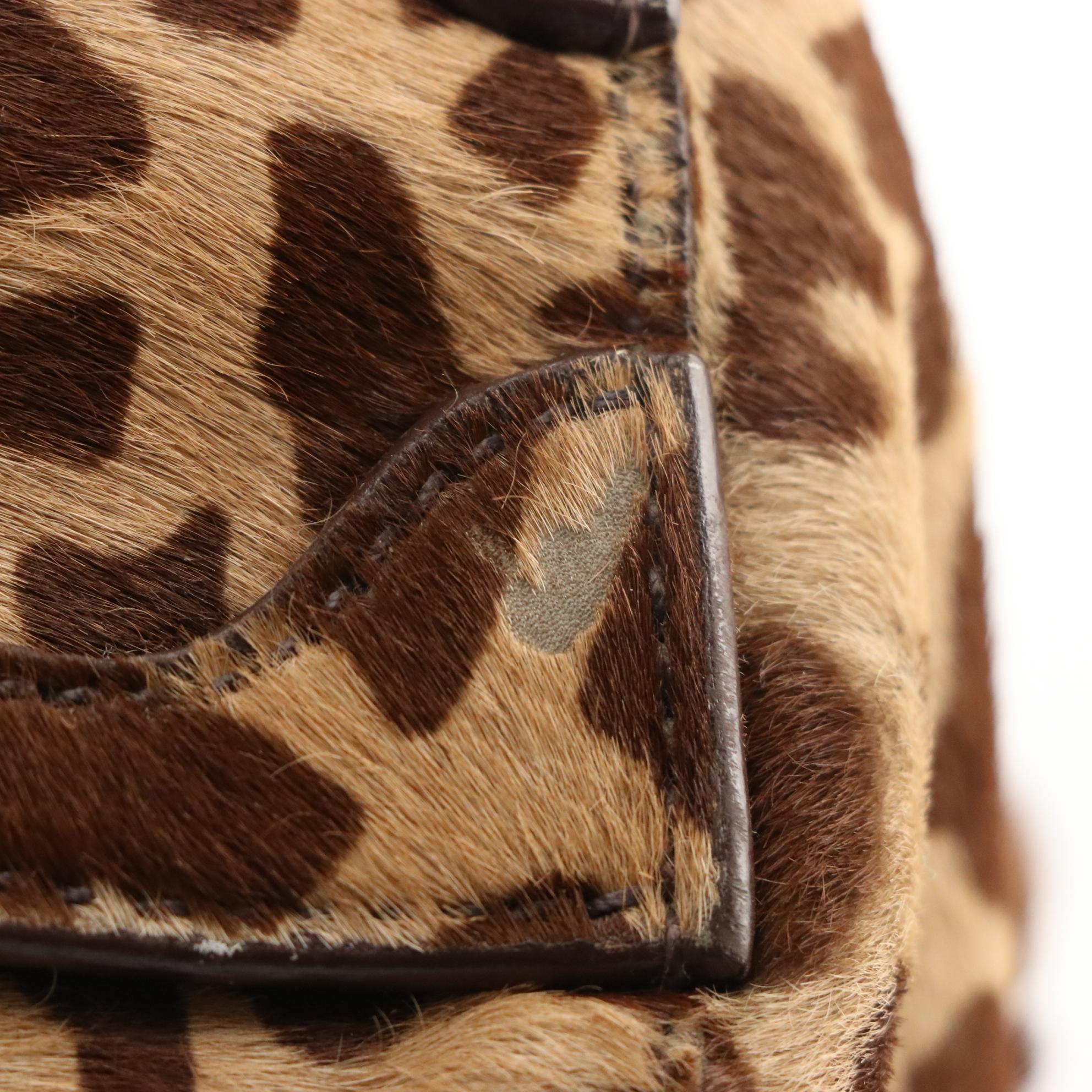 Prada Giraffe Print Calf Skin Push Lock Shoulder Bag