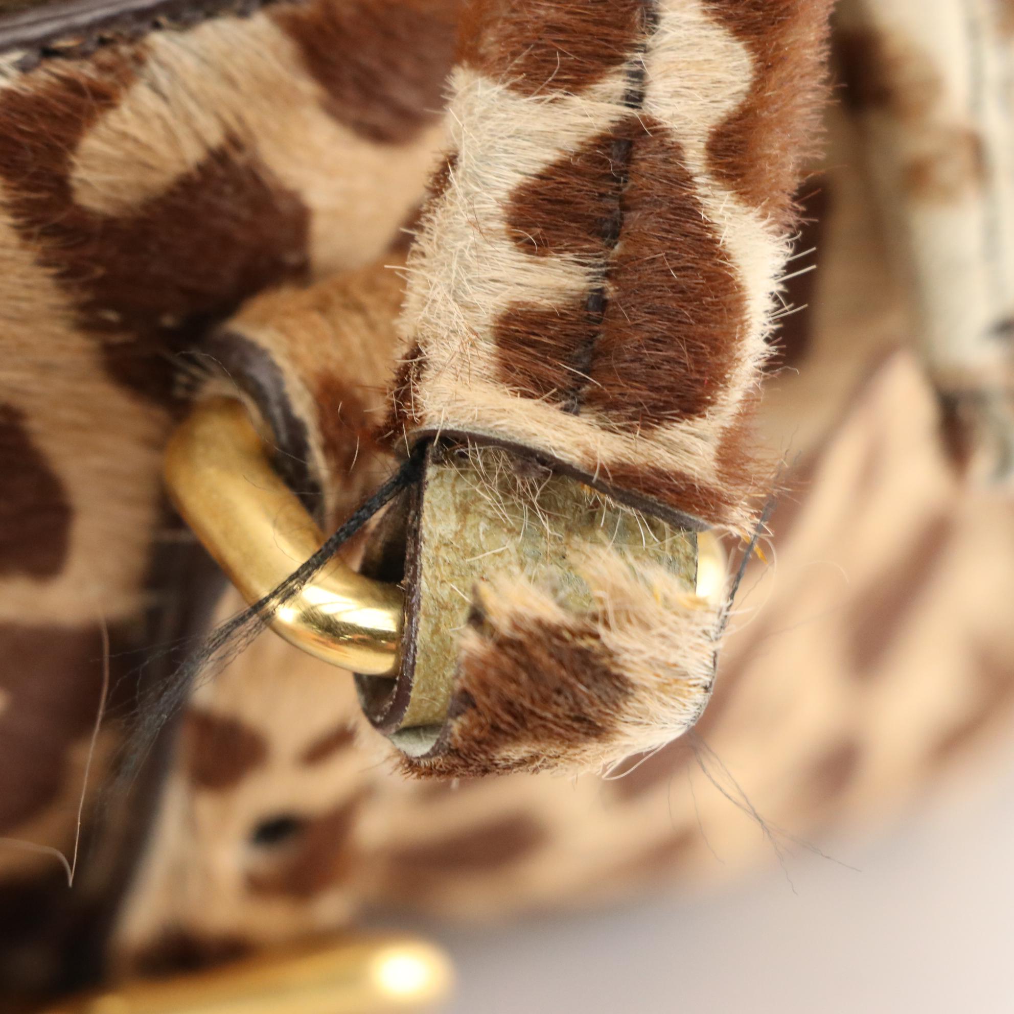 Prada Giraffe Print Calf Skin Push Lock Shoulder Bag
