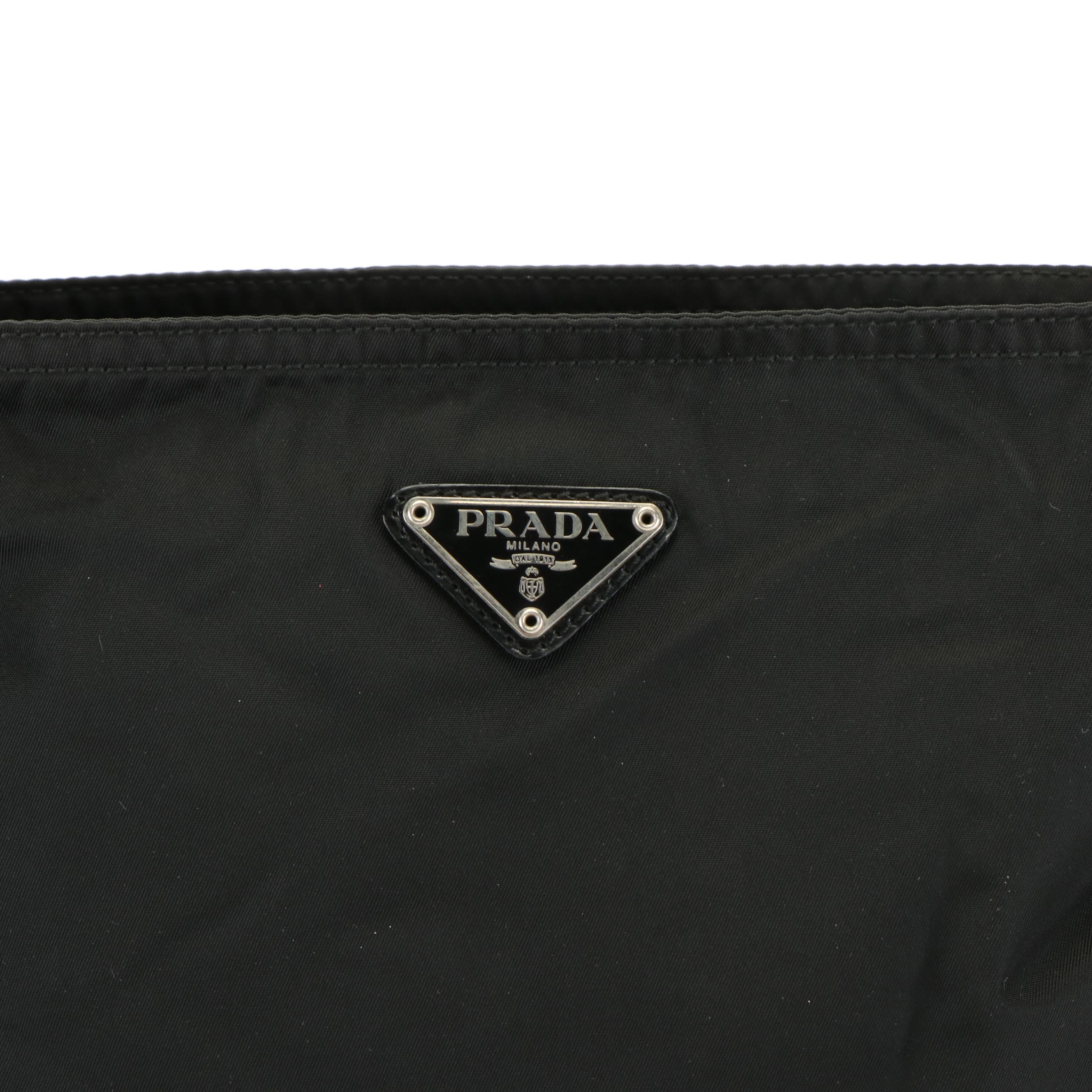 Prada Black Tessuto Nylon Flat Crossbody Bag