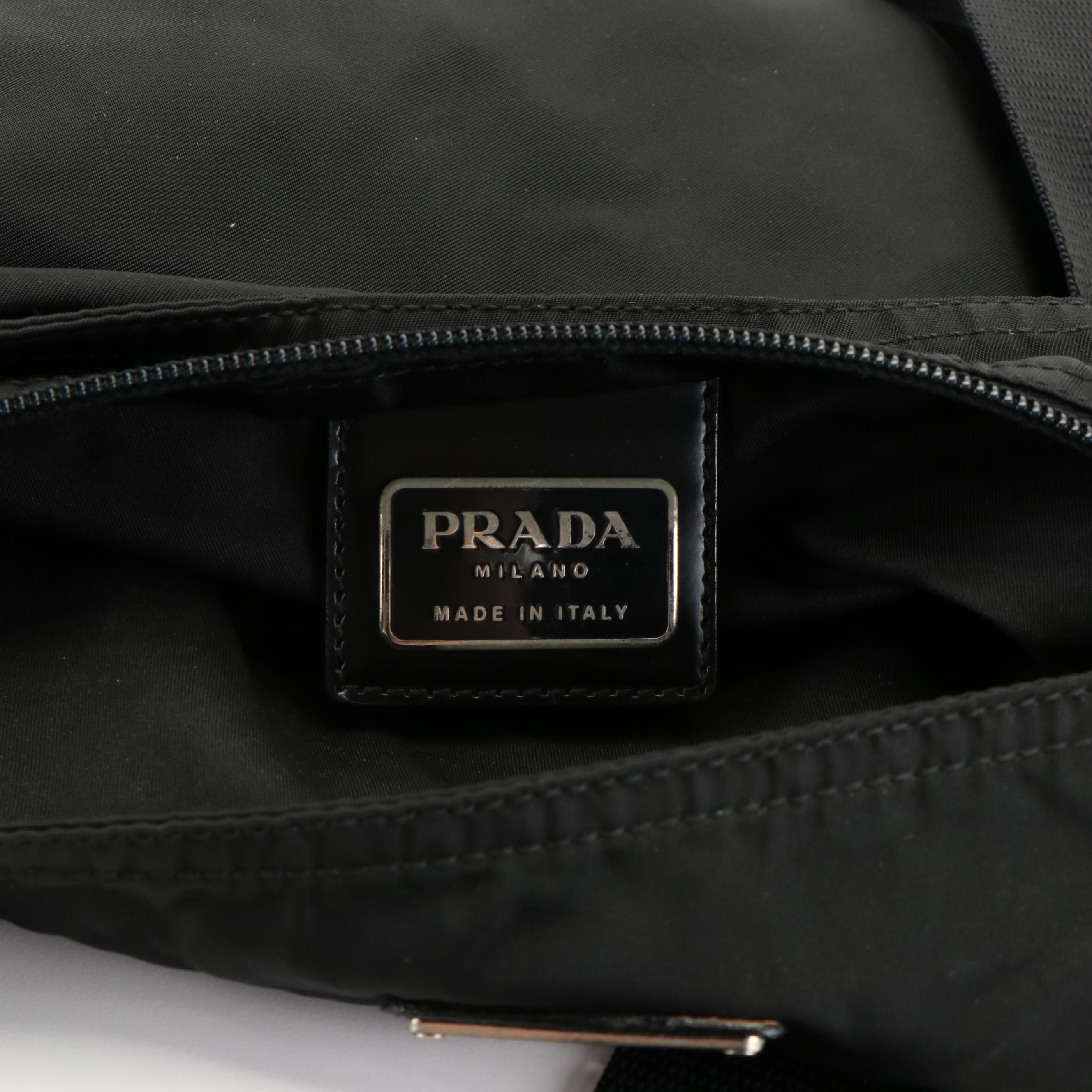 Prada Black Tessuto Nylon Flat Crossbody Bag