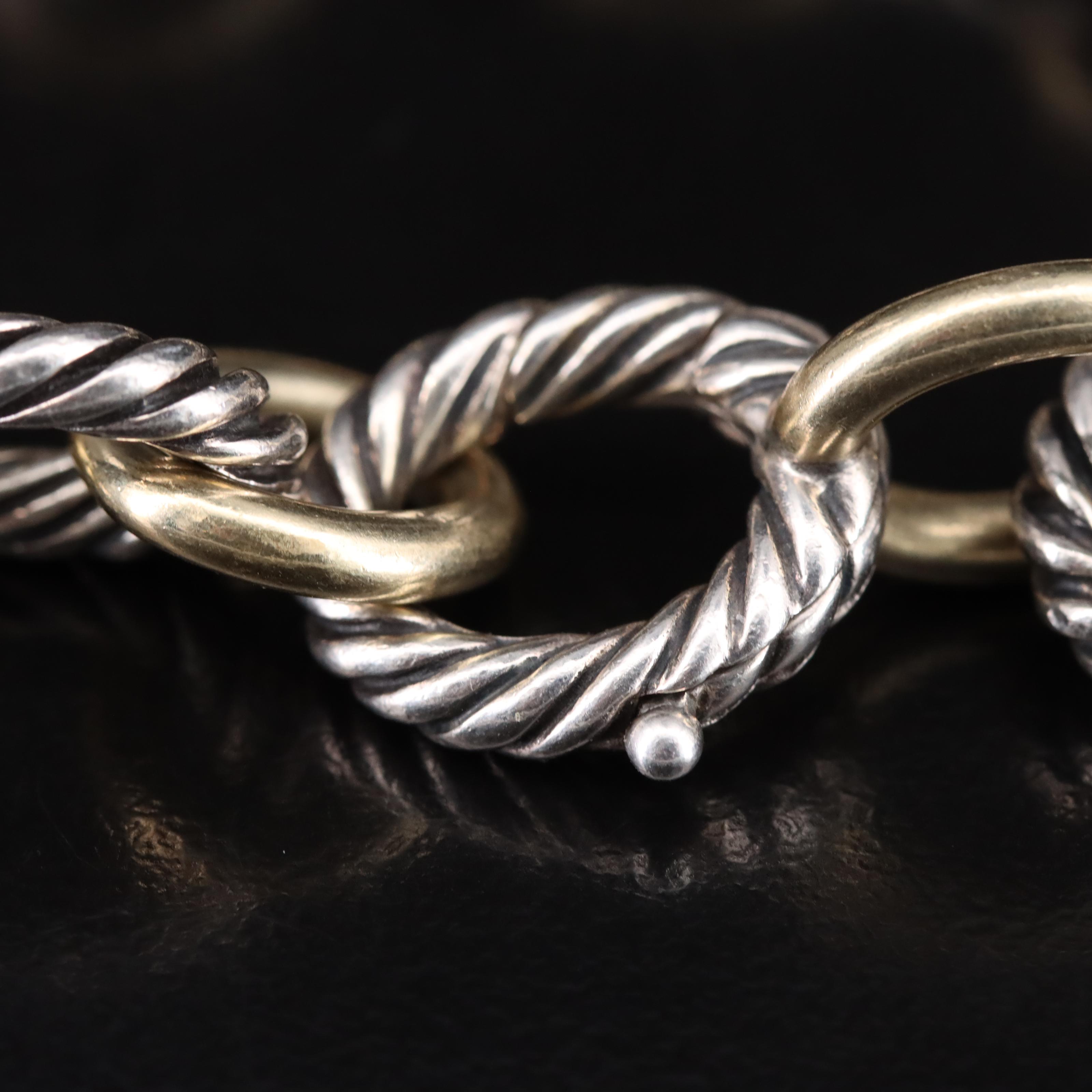 David Yurman Sterling and 18K Bonded Gold Accent Oval Link Bracelet