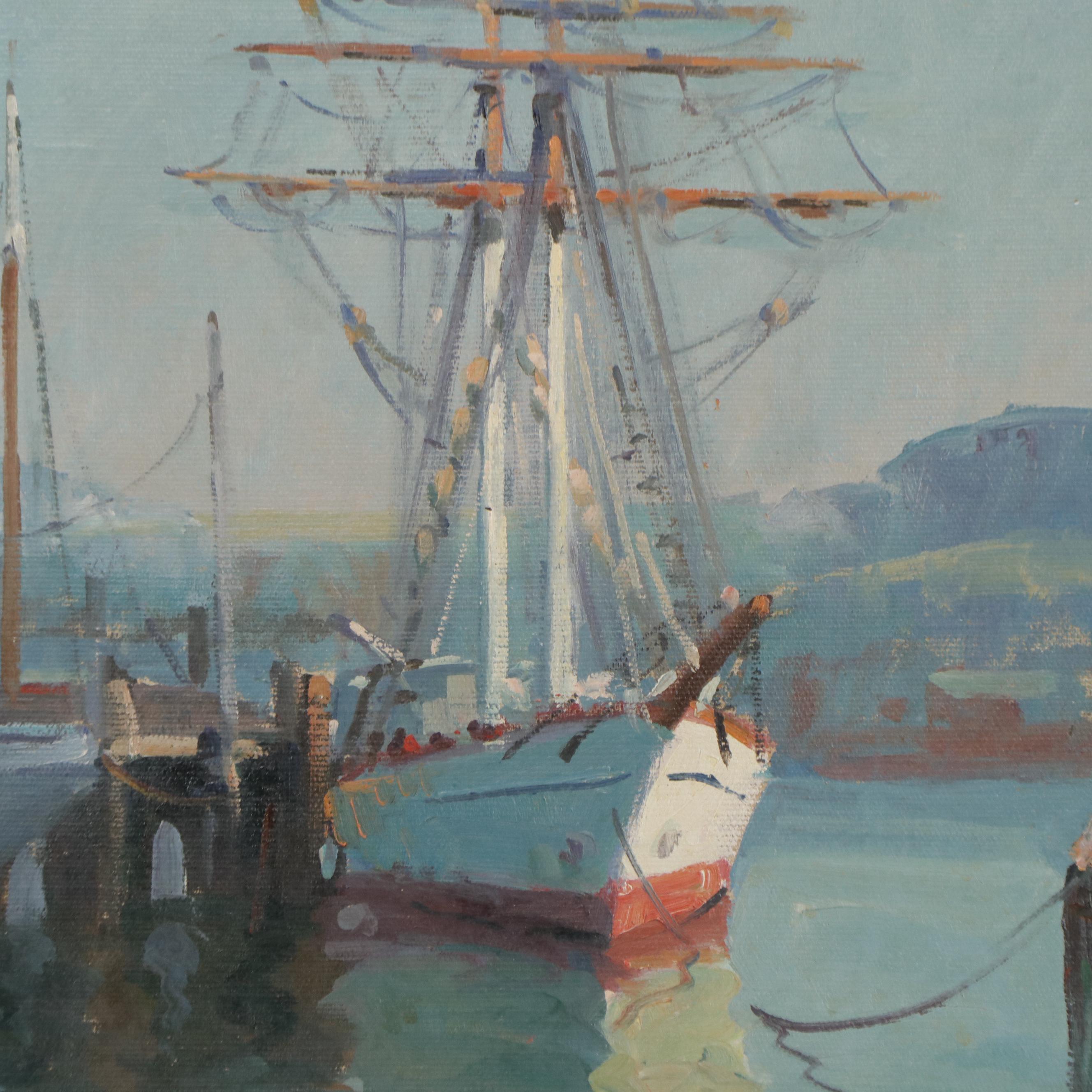 Maria Liszt Ship Oil Painting, Mid-20th Century